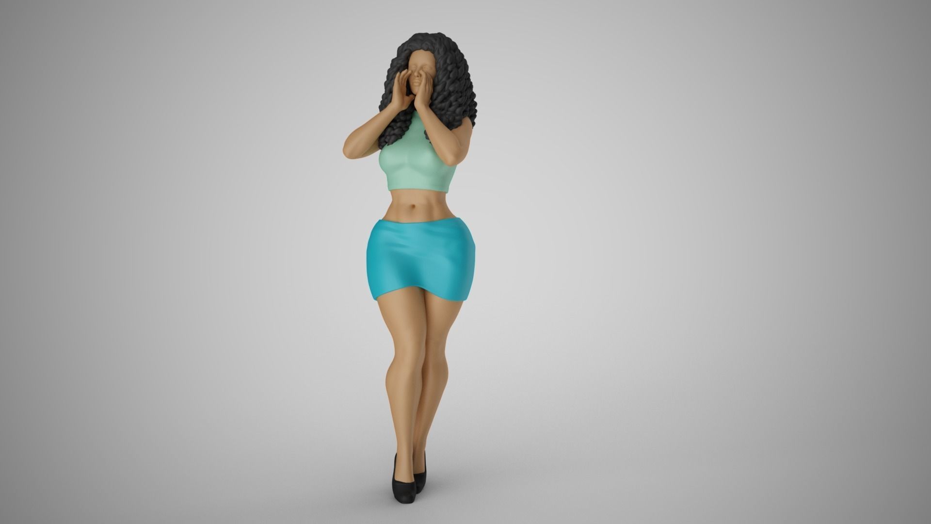 Woman Cupping Hands to Whisper Secret 3D print model_10