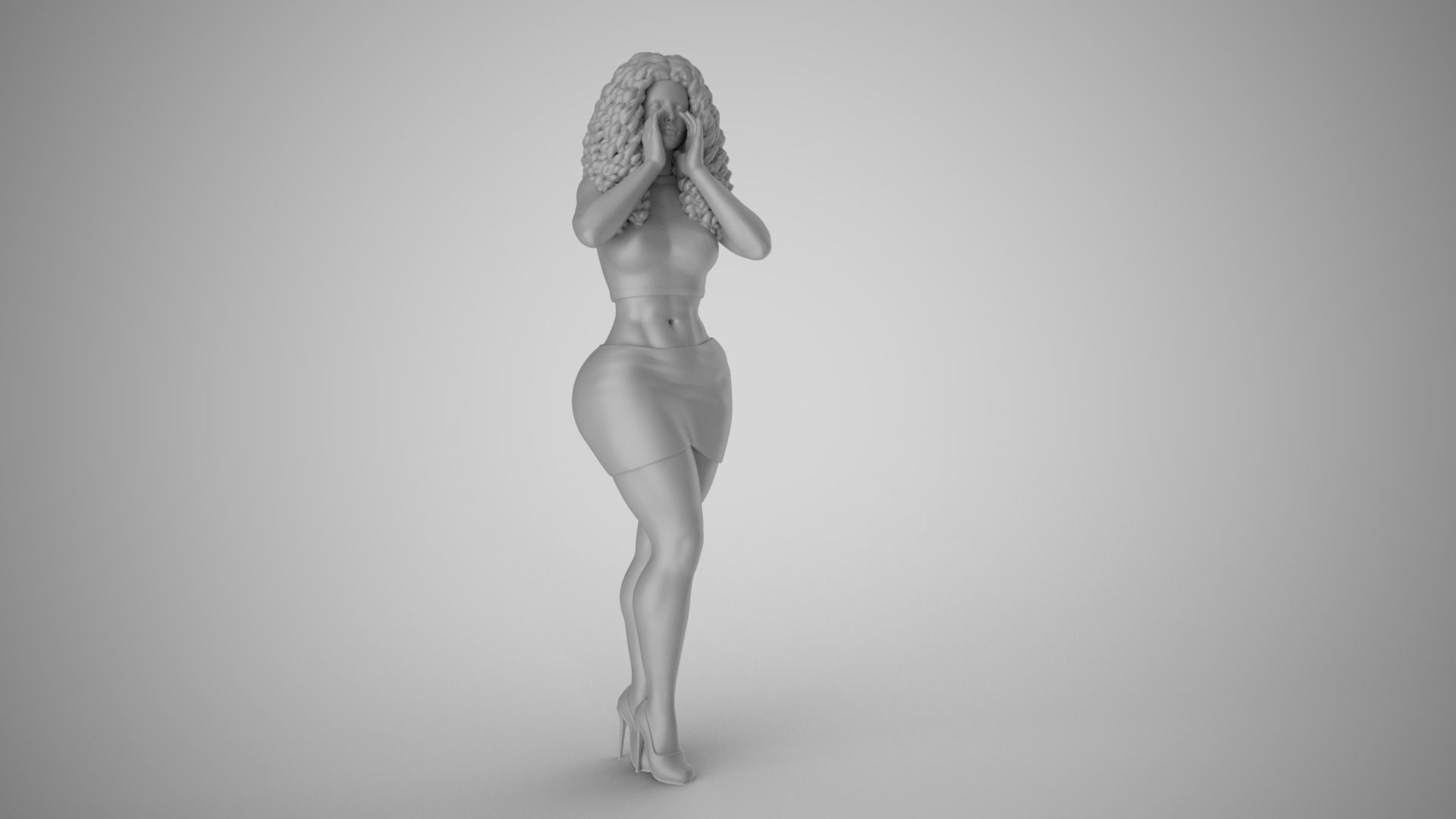 Woman Cupping Hands to Whisper Secret 3D print model_2