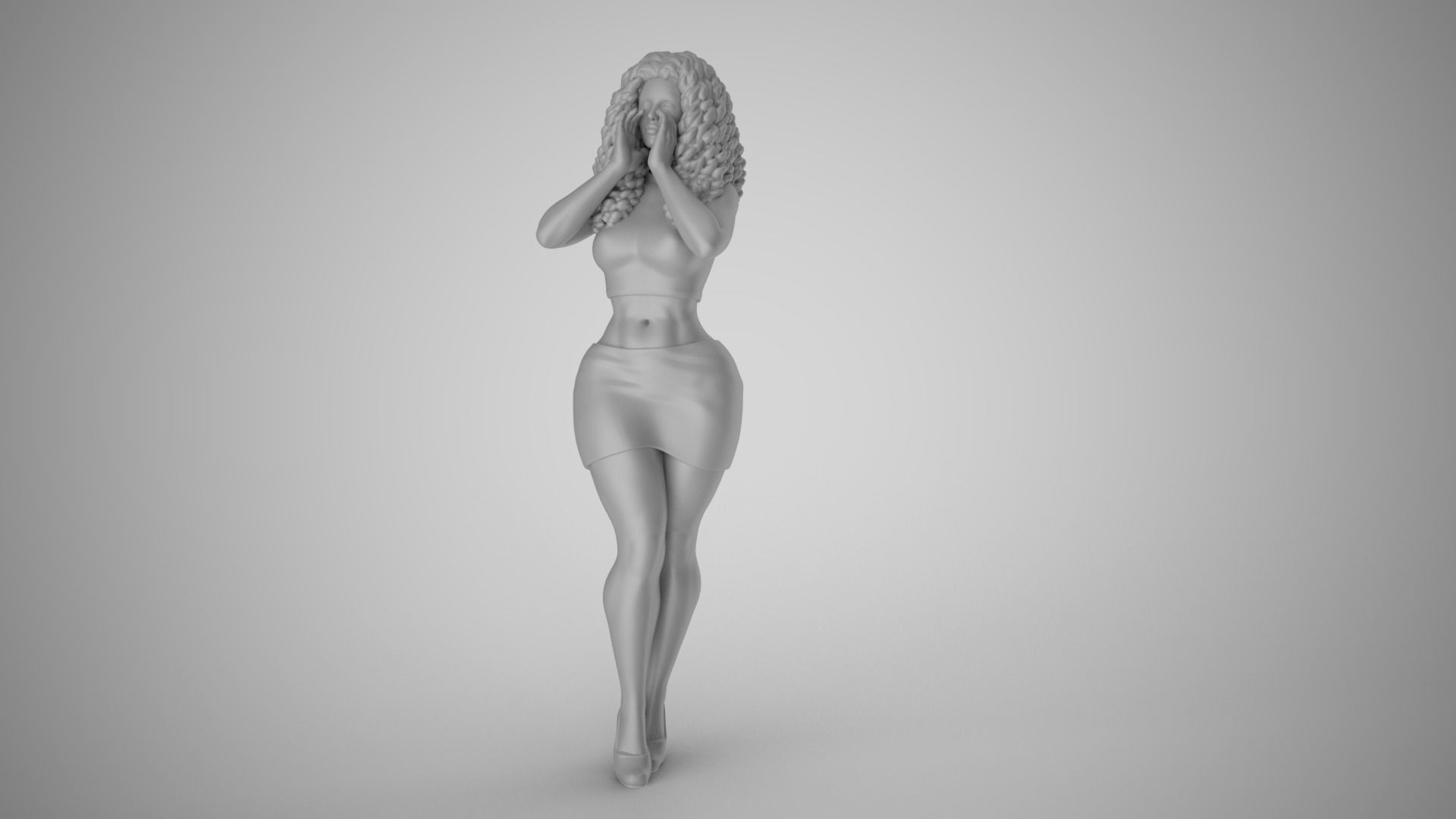 Woman Cupping Hands to Whisper Secret 3D print model_1