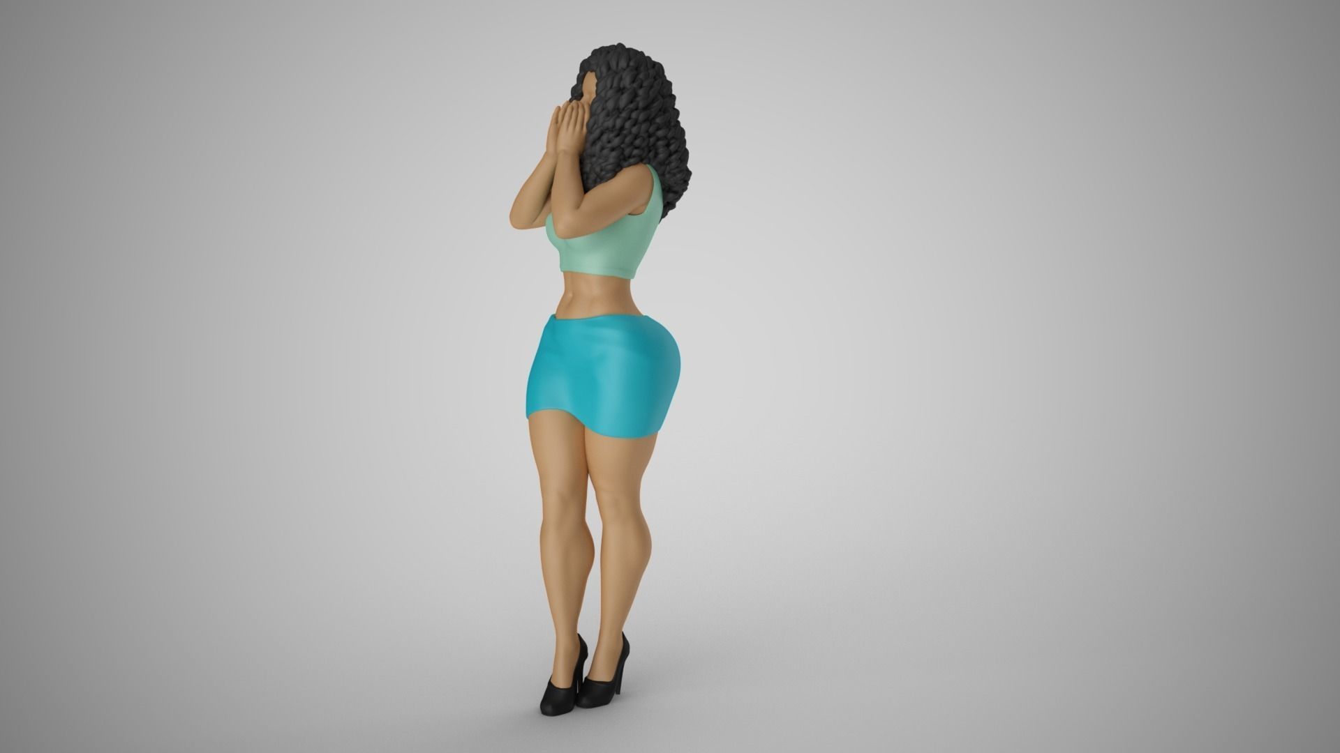 Woman Cupping Hands to Whisper Secret 3D print model_9