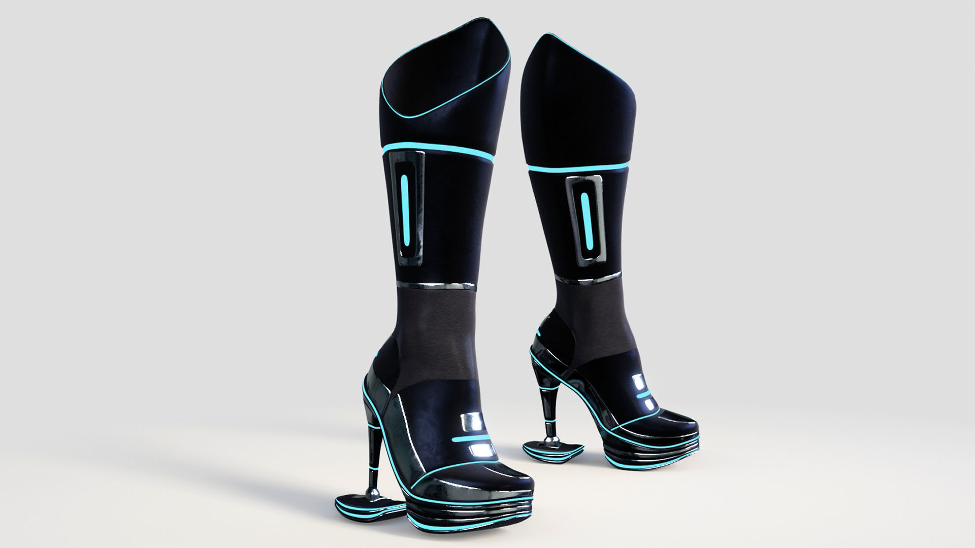 Female Boots Sci-Fi High Tech 3D model_1