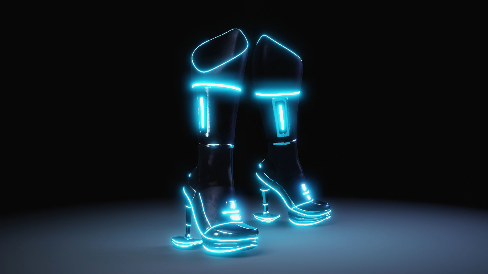 Female Boots Sci-Fi High Tech 3D model_2