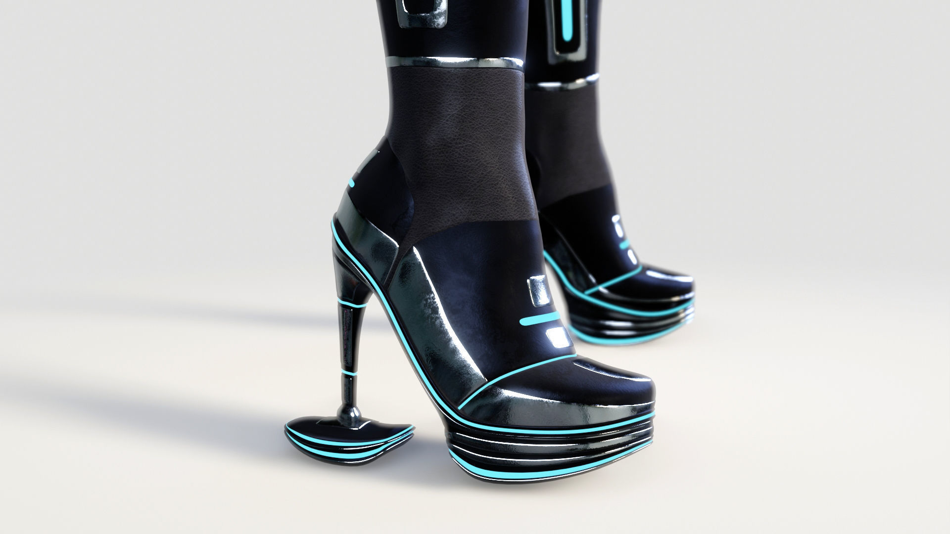 Female Boots Sci-Fi High Tech 3D model_6