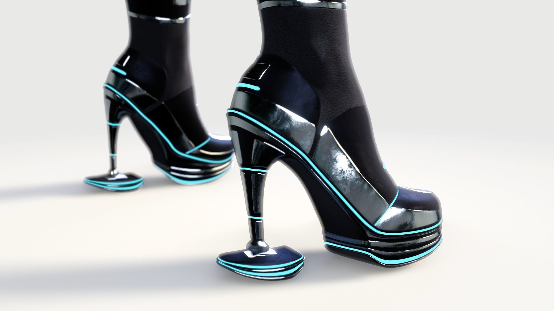 Female Boots Sci-Fi High Tech 3D model_7
