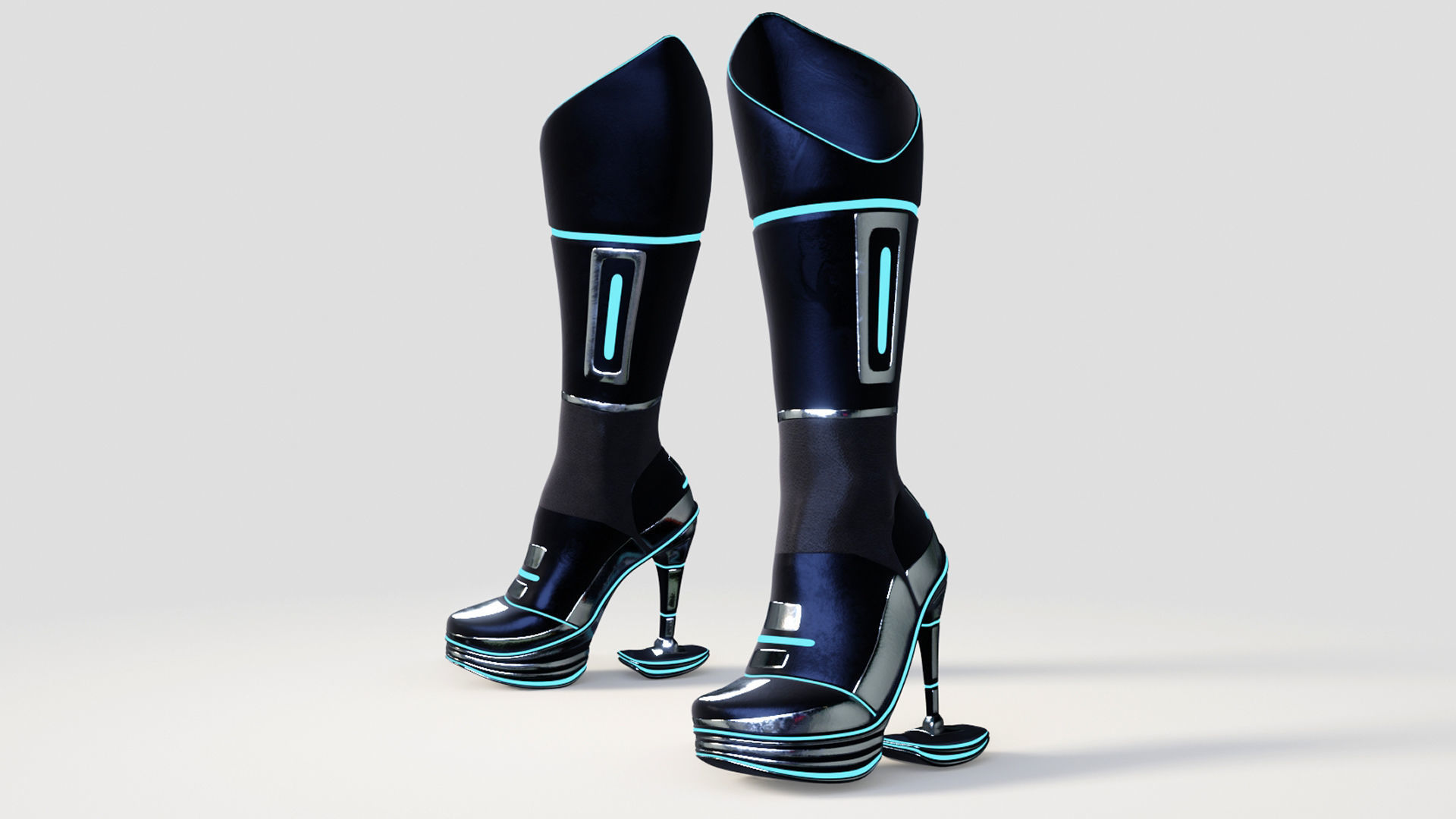 Female Boots Sci-Fi High Tech 3D model_3