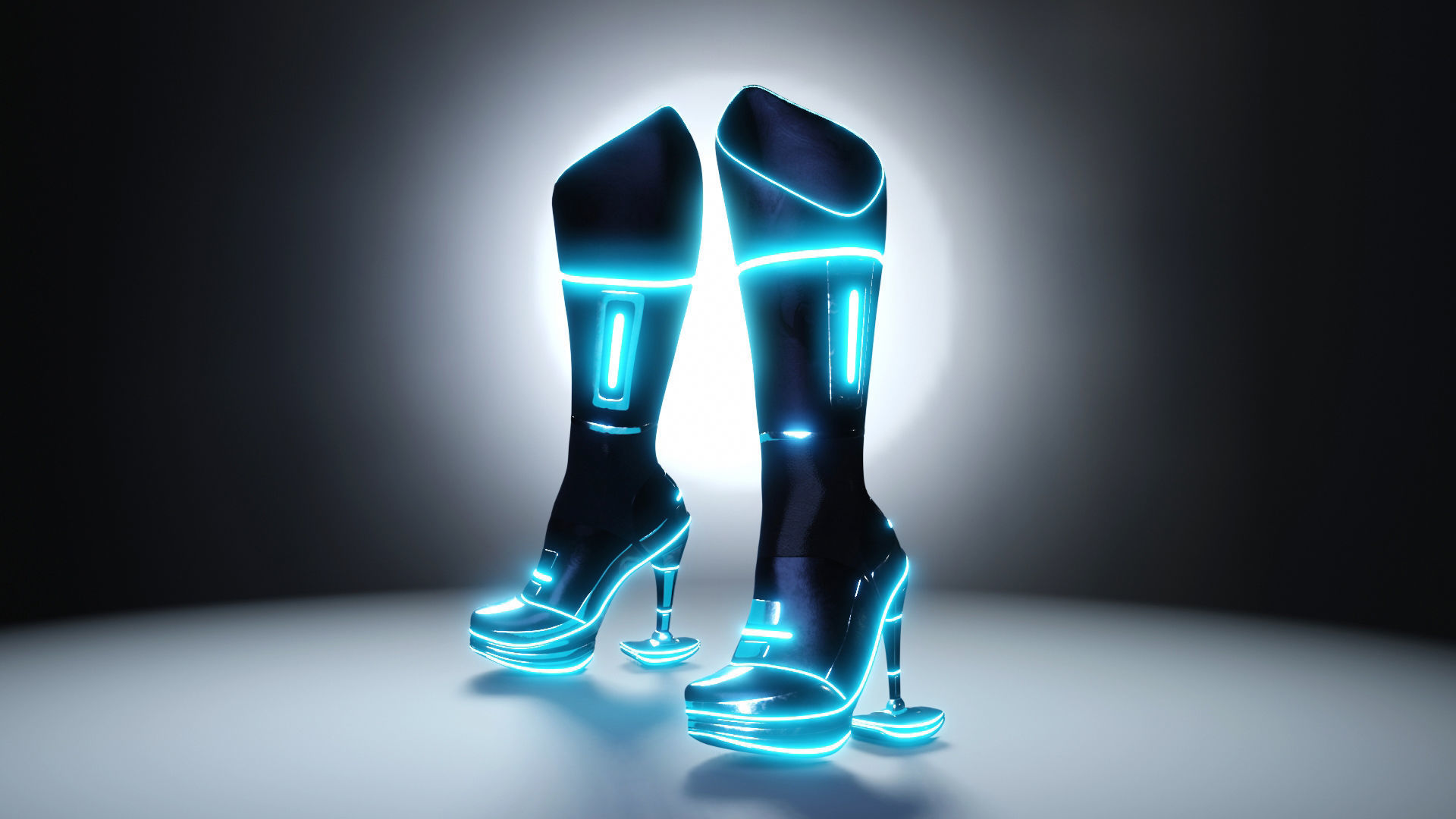 Female Boots Sci-Fi High Tech 3D model_10