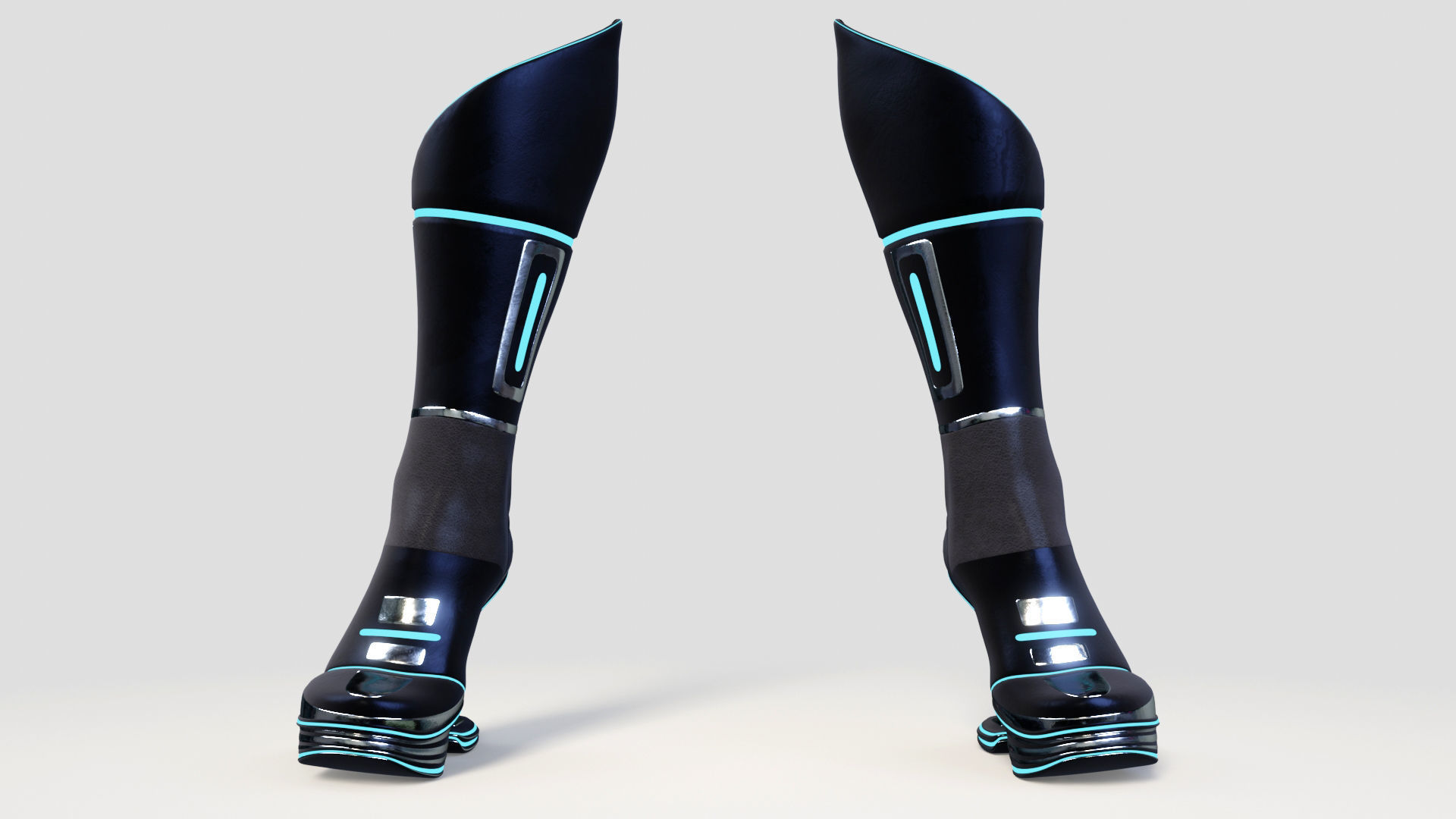 Female Boots Sci-Fi High Tech 3D model_4