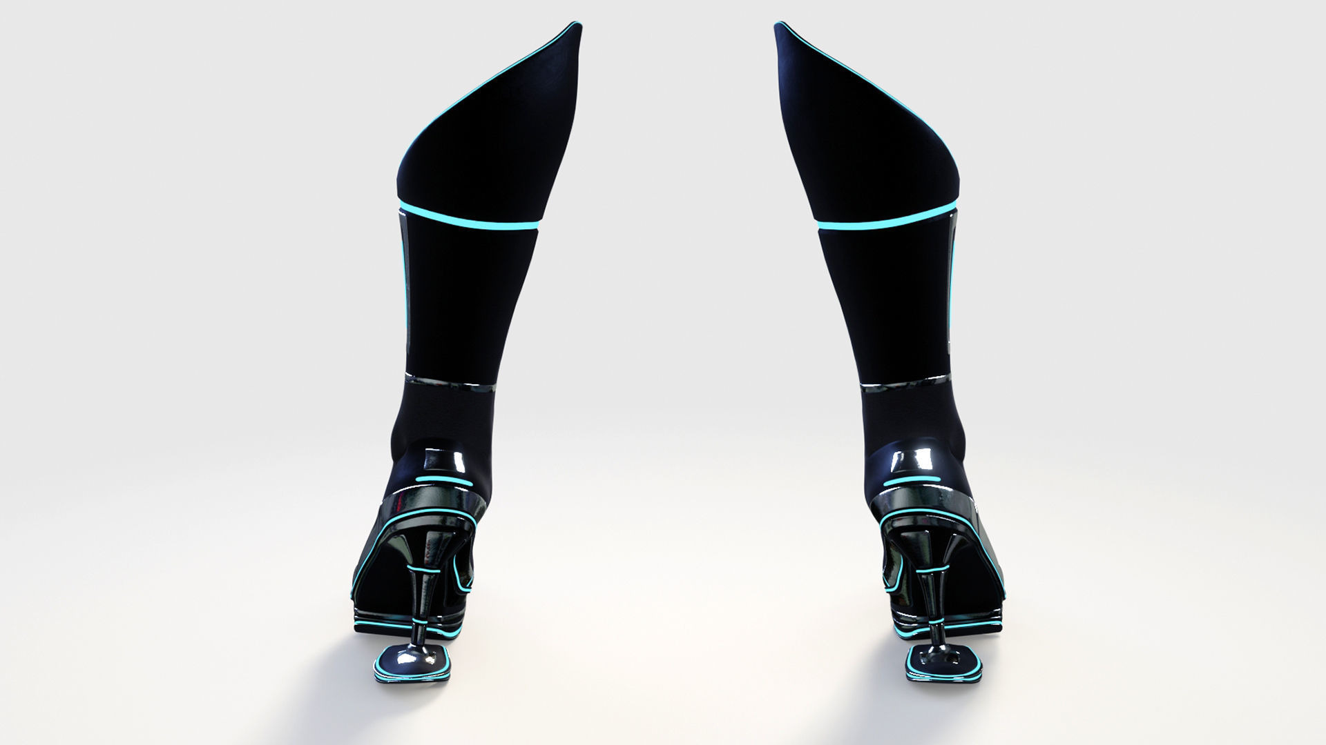 Female Boots Sci-Fi High Tech 3D model_5