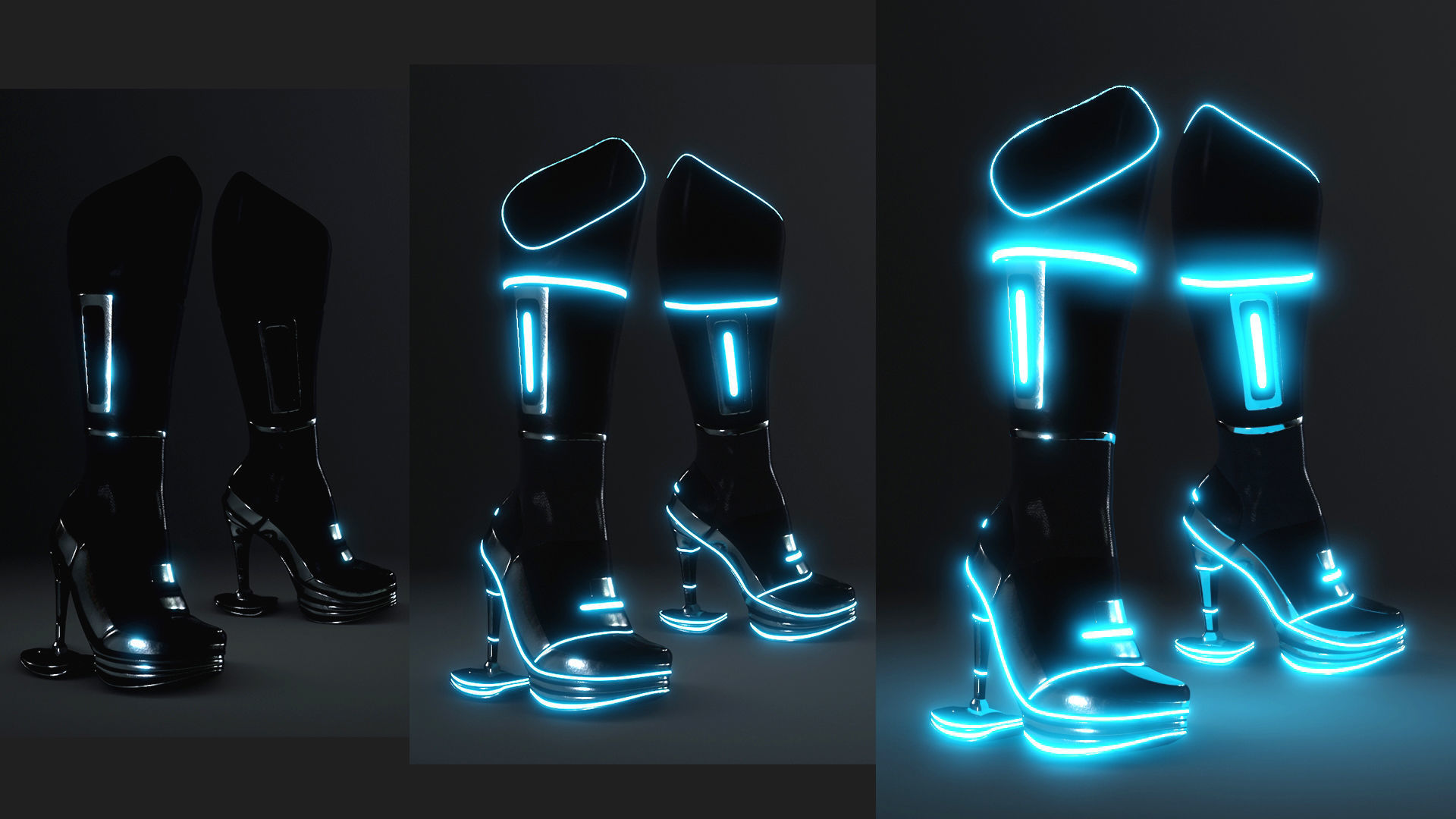 Female Boots Sci-Fi High Tech 3D model_8