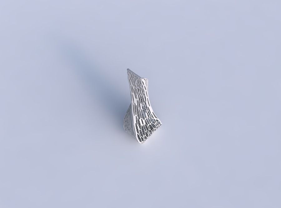Vase twisted top bent rectangle 2 with fine organic lattice 3D print model_1