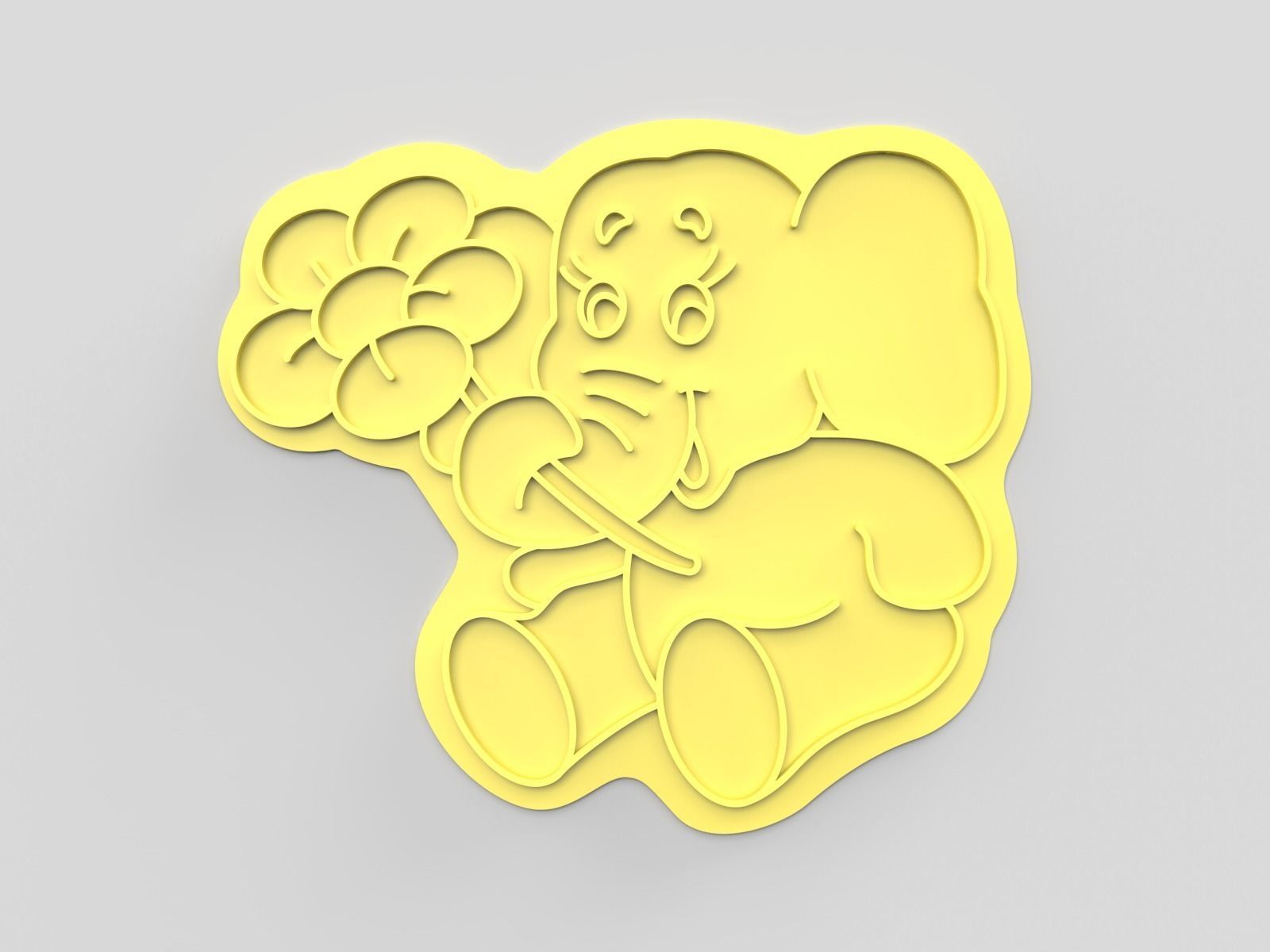 Cookie cutter and stamp - Elephant 3D print model_5