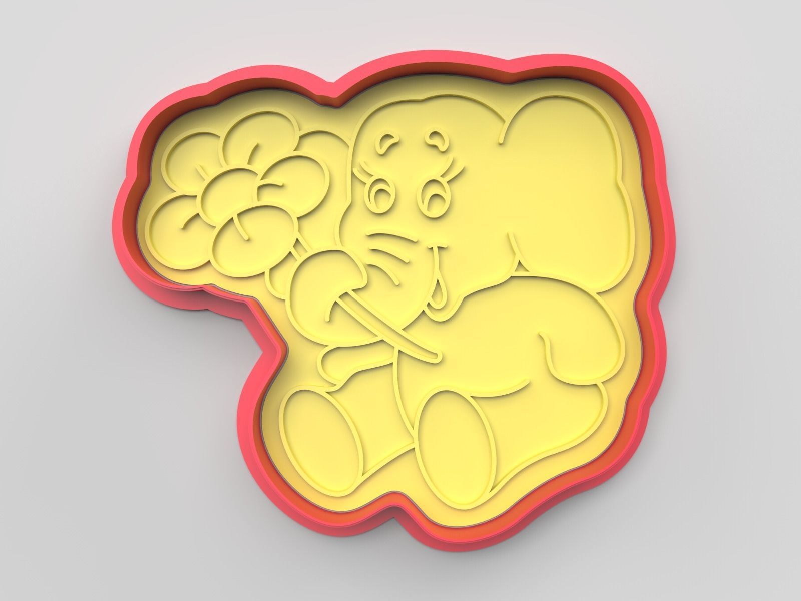 Cookie cutter and stamp - Elephant 3D print model_3