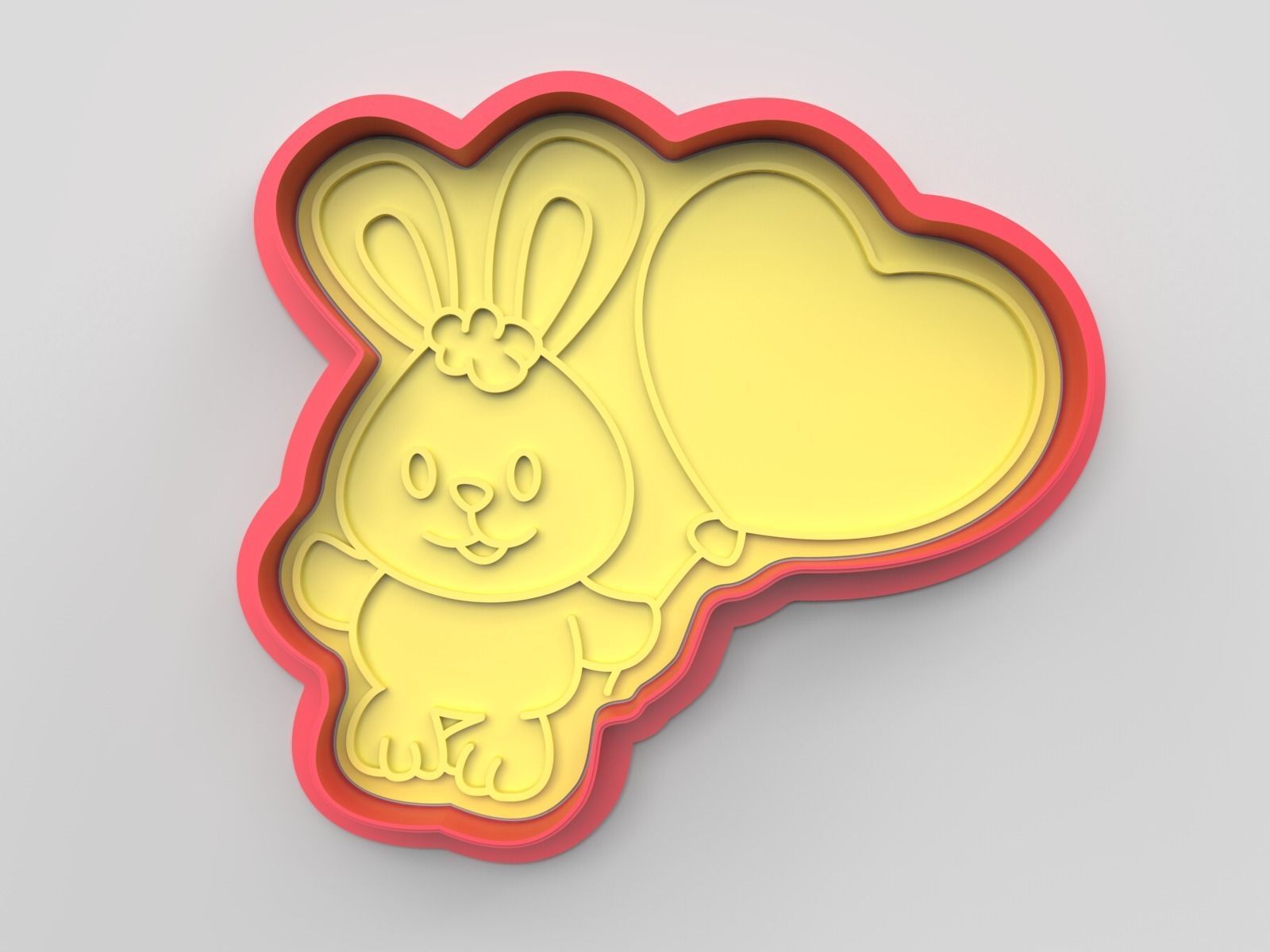 Cookie cutter and stamp - Bunny 3D print model_3