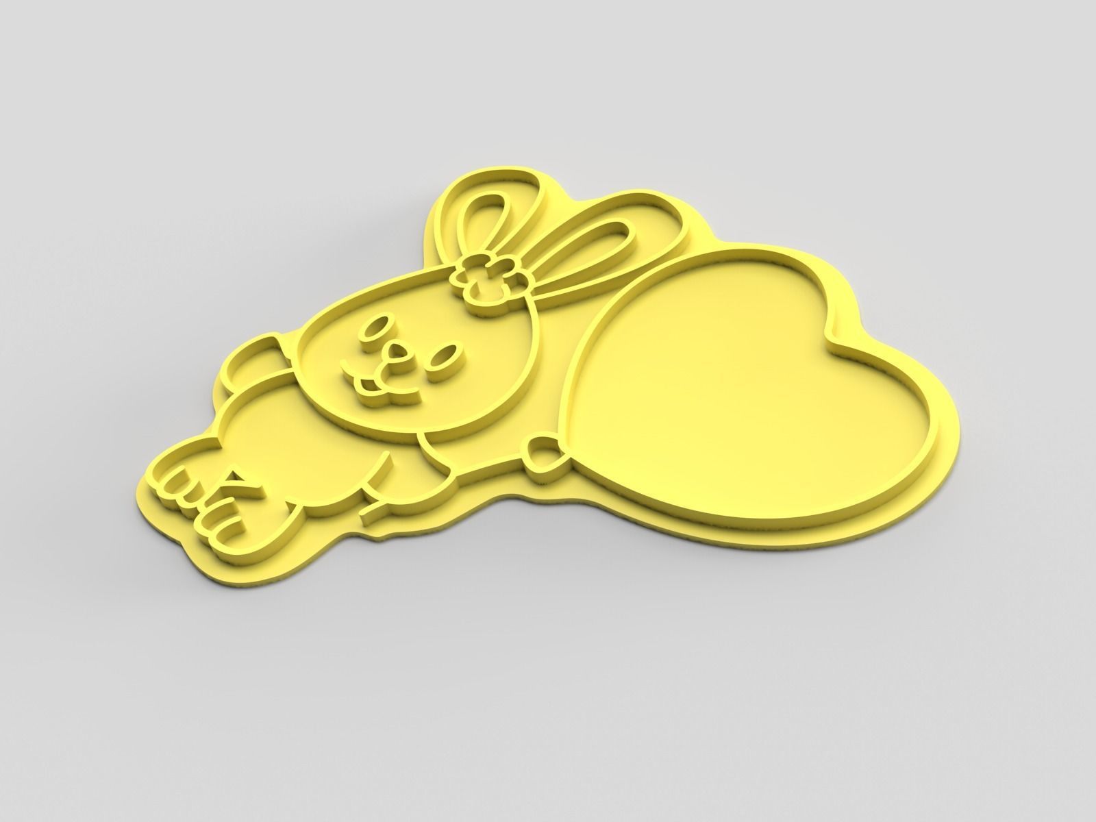 Cookie cutter and stamp - Bunny 3D print model_2