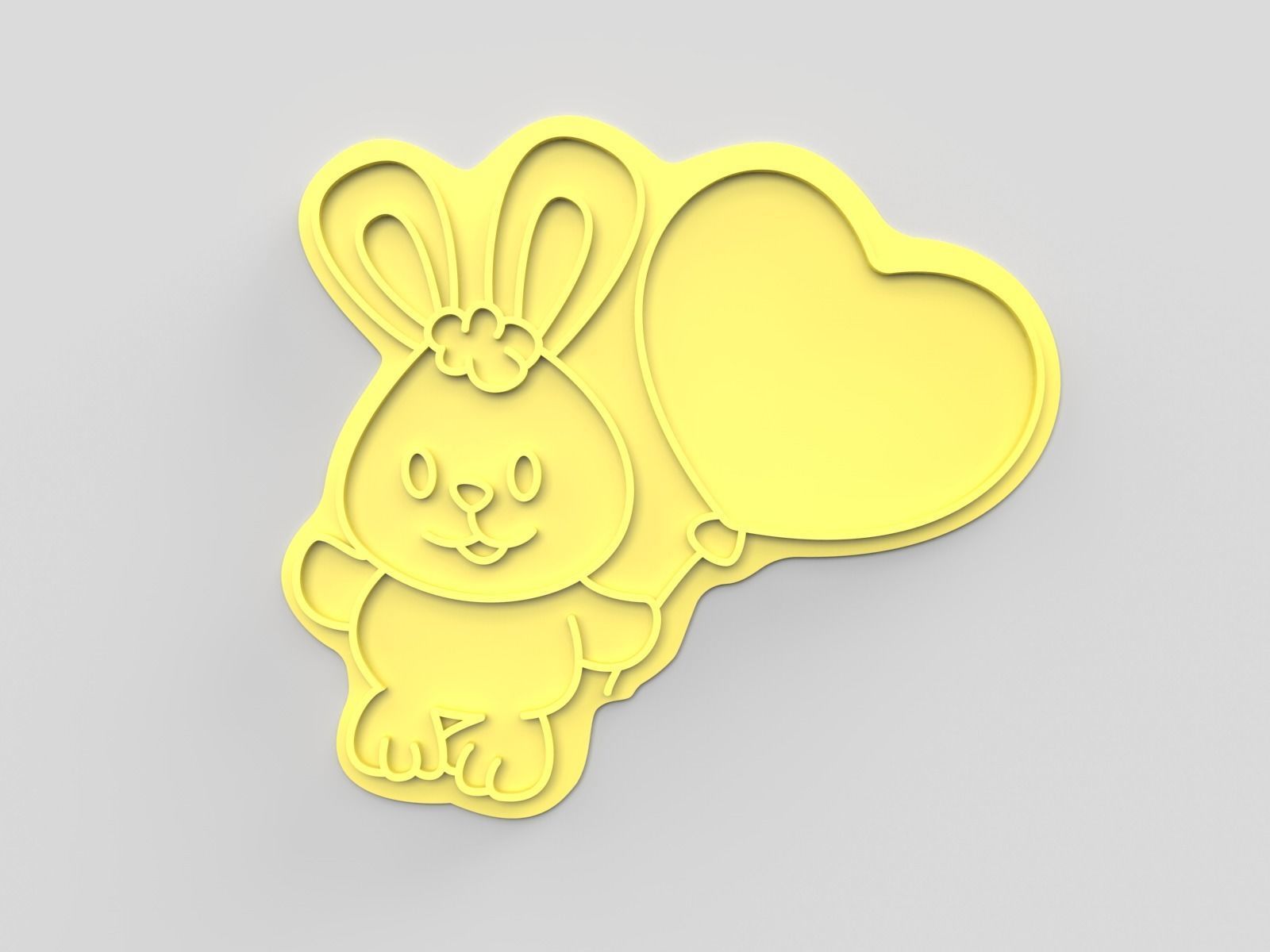 Cookie cutter and stamp - Bunny 3D print model_5