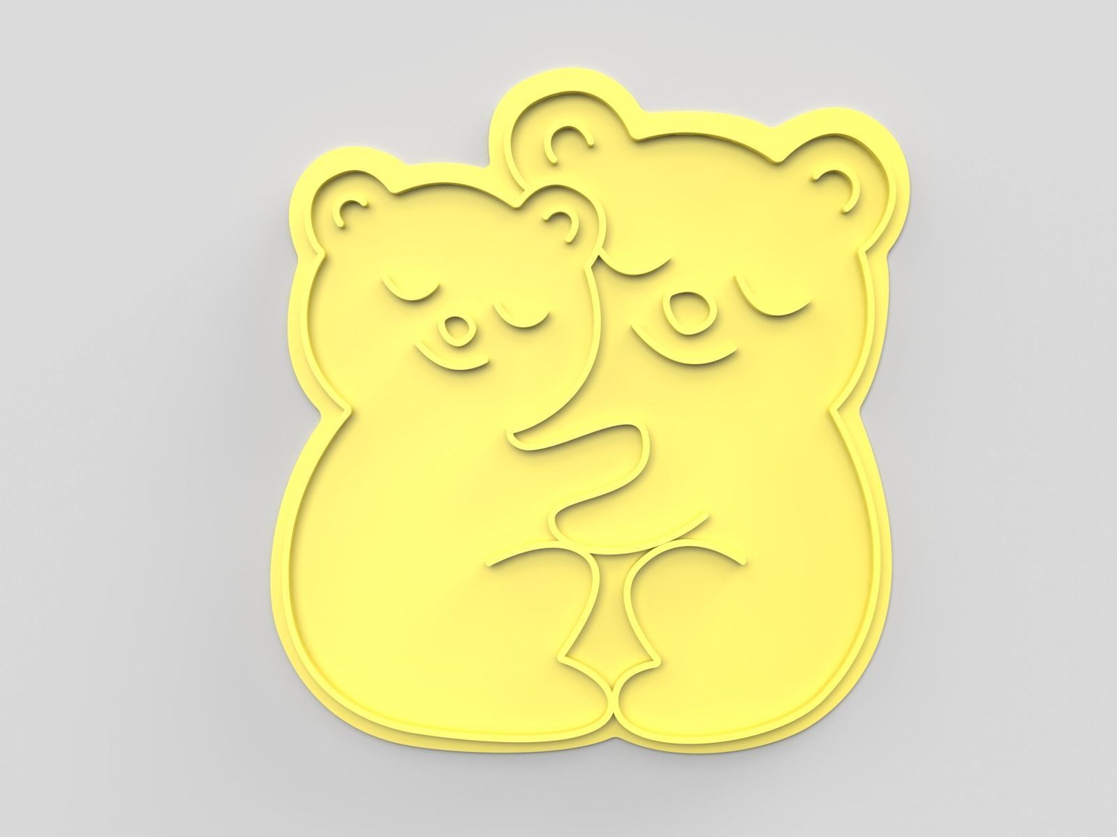 Cookie cutter and stamp - Bears and romantica 3D print model_5