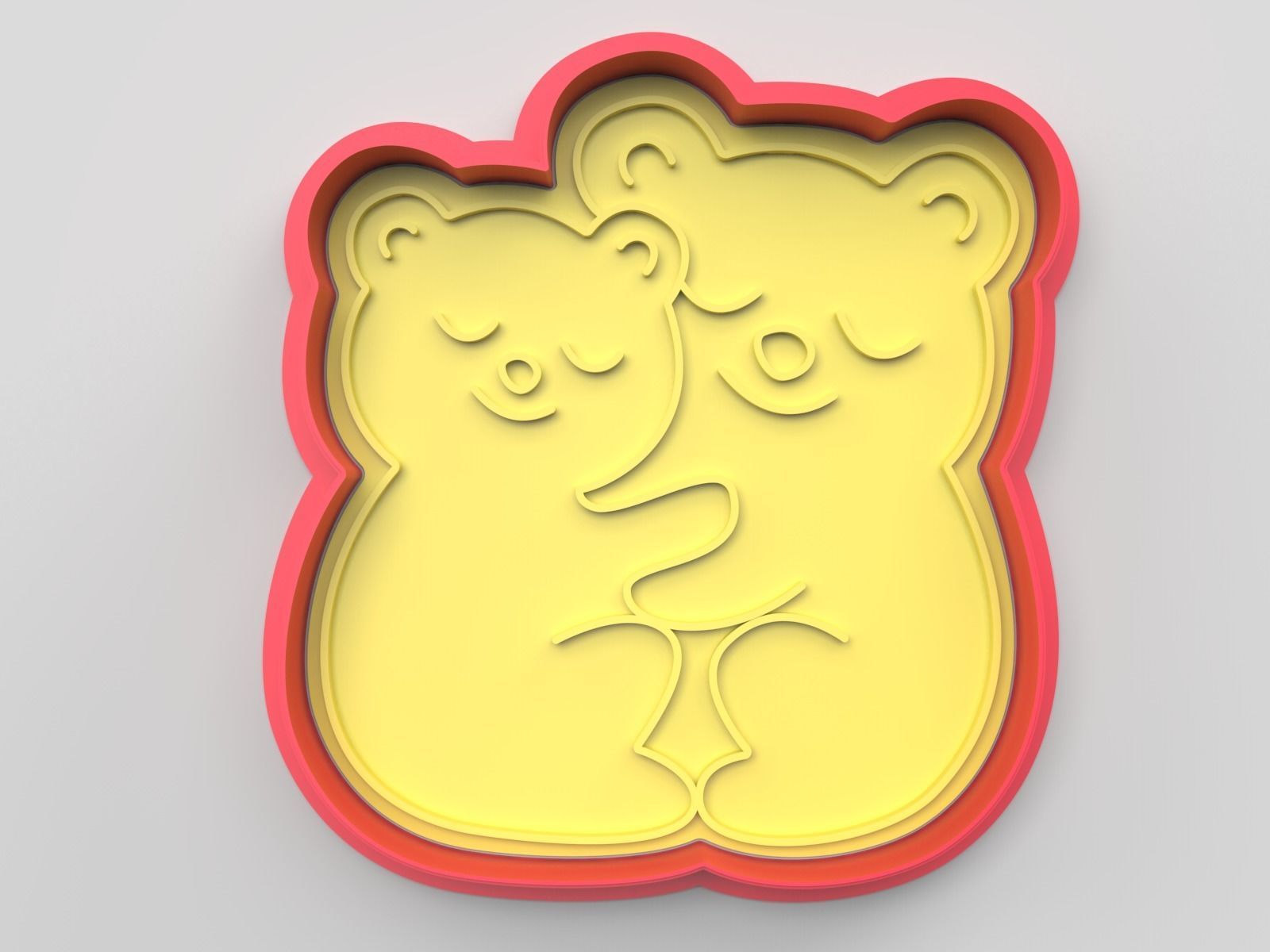Cookie cutter and stamp - Bears and romantica 3D print model_3