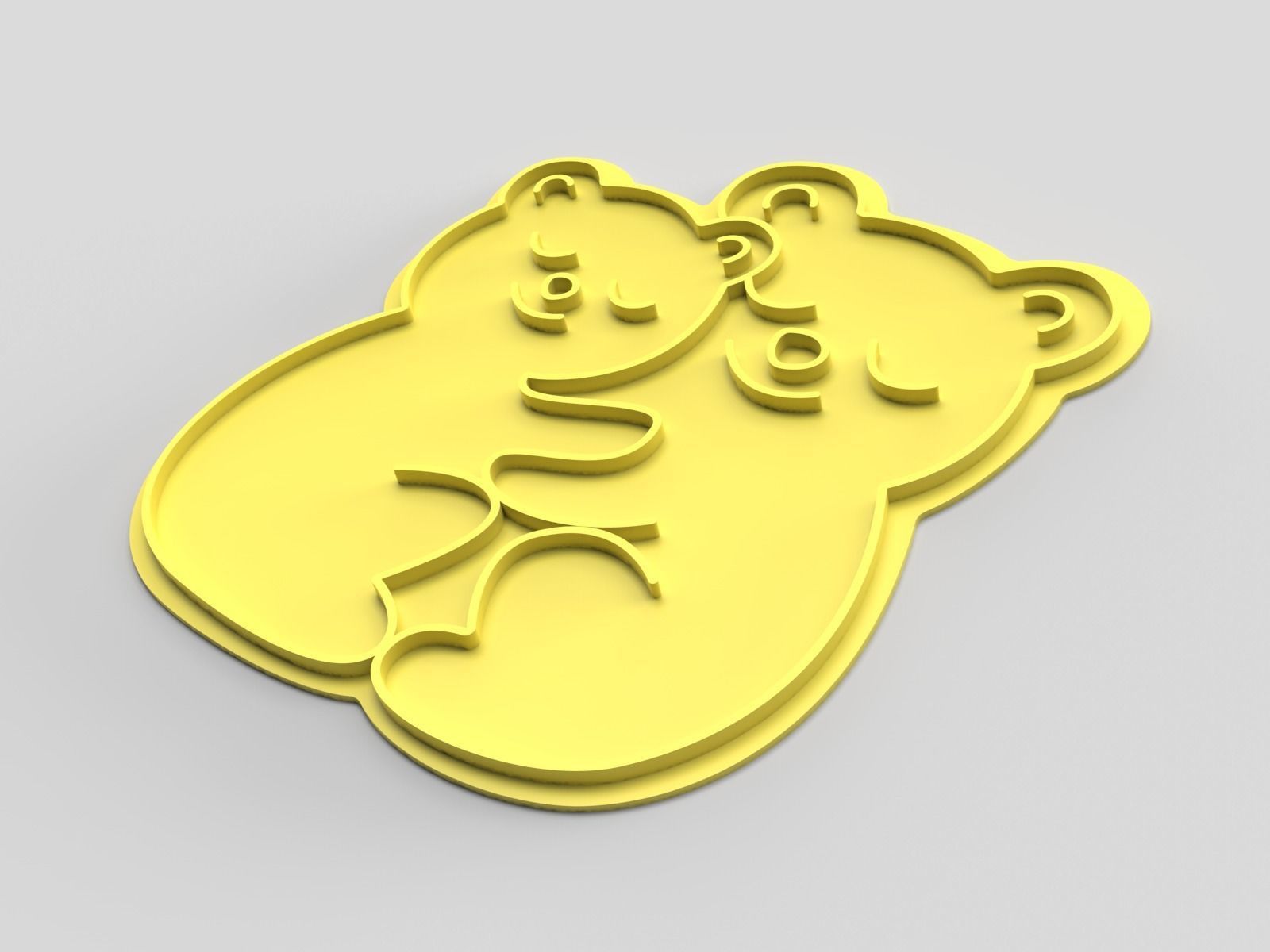 Cookie cutter and stamp - Bears and romantica 3D print model_2