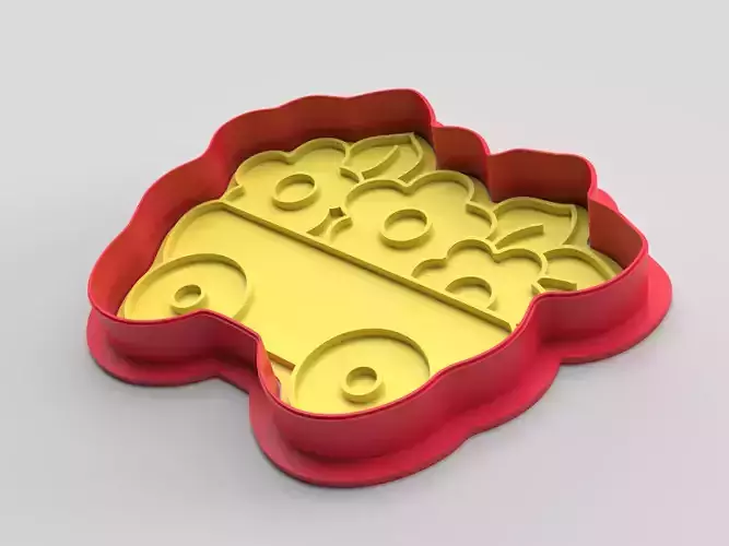 Cookie cutter and stamp - Car cart and flowers 3D print model