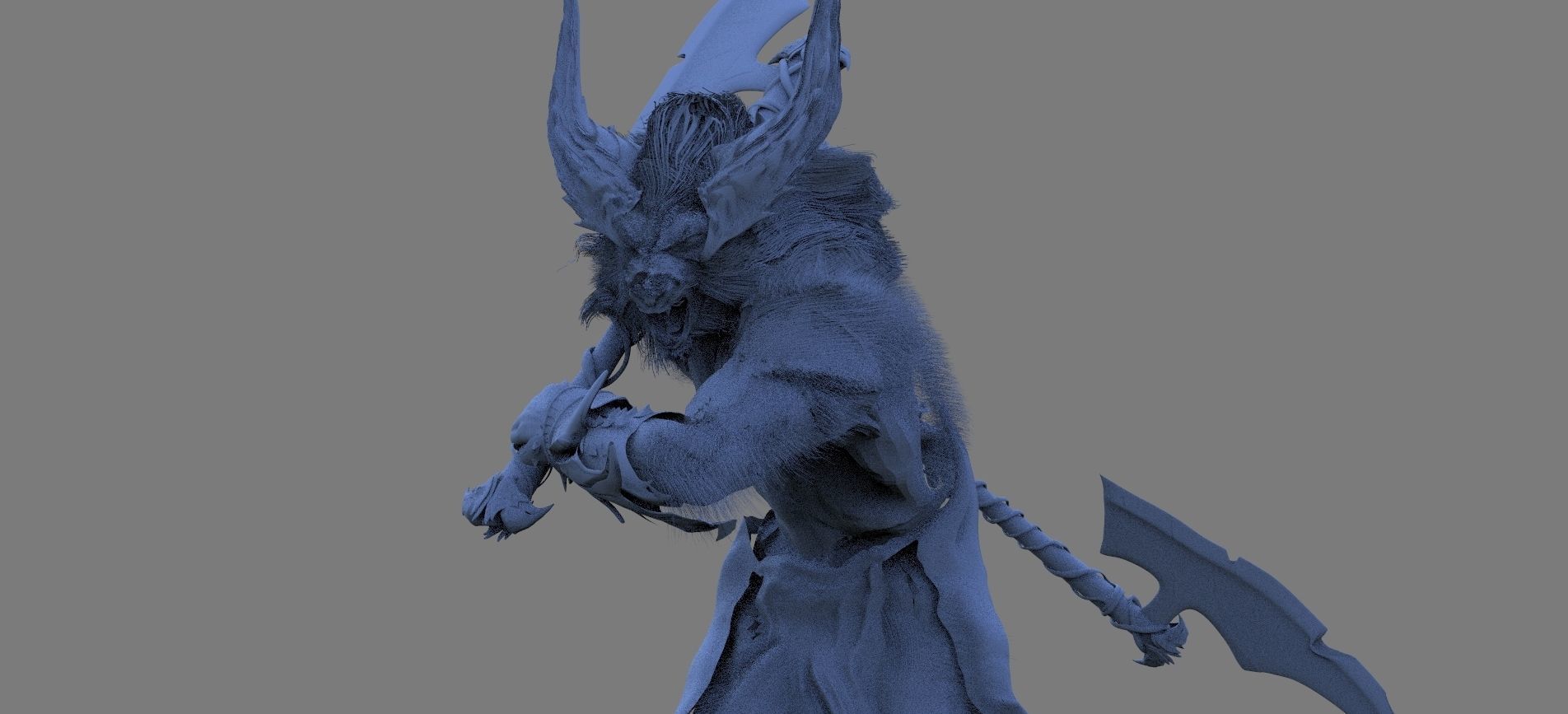 Minotaur group of demons fighting each 3D model_1
