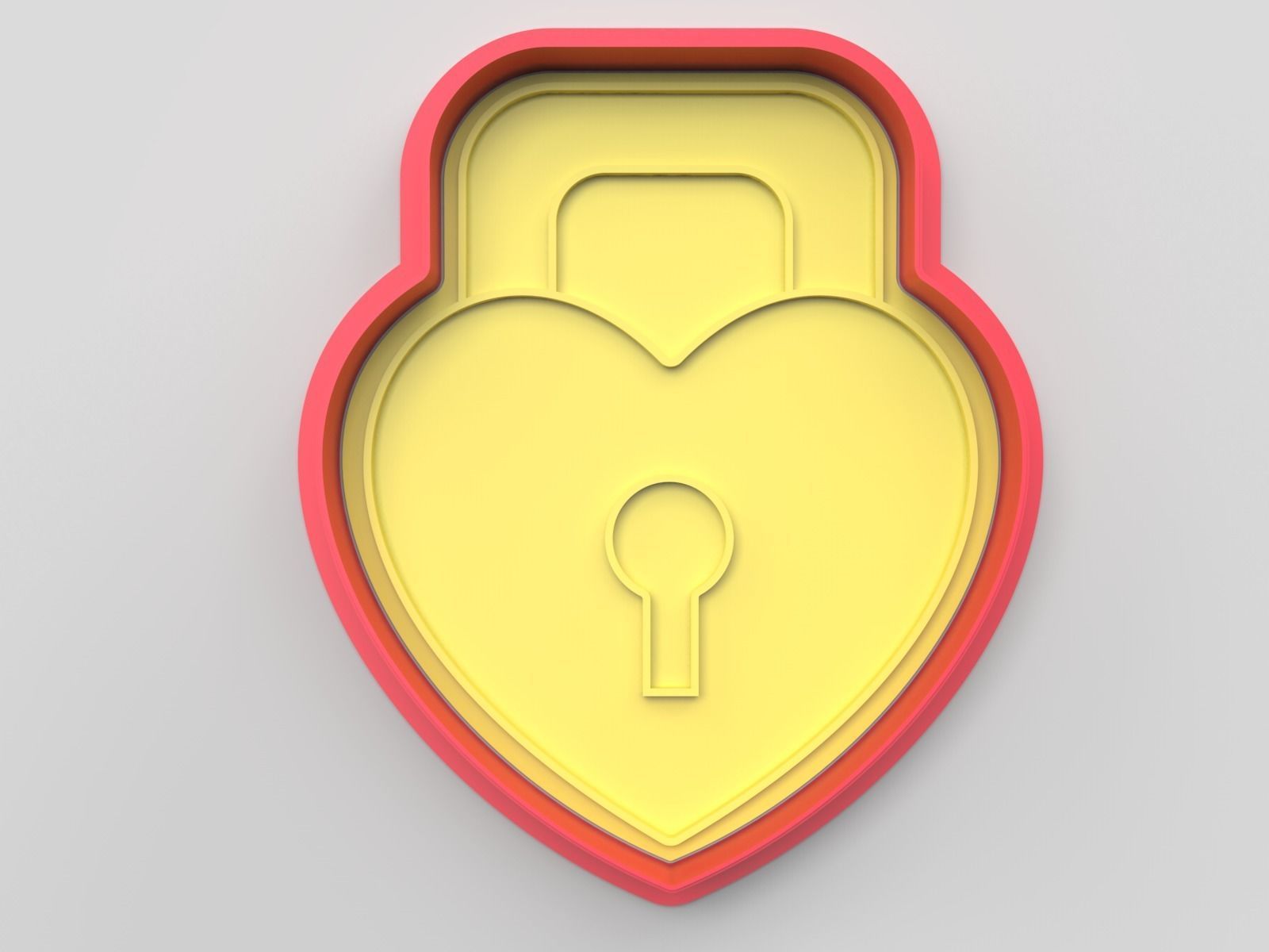 Cookie cutter and stamp - Heart lock 3D print model_3
