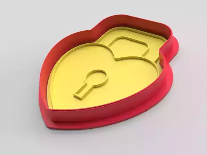 Cookie cutter and stamp - Heart lock 3D print model