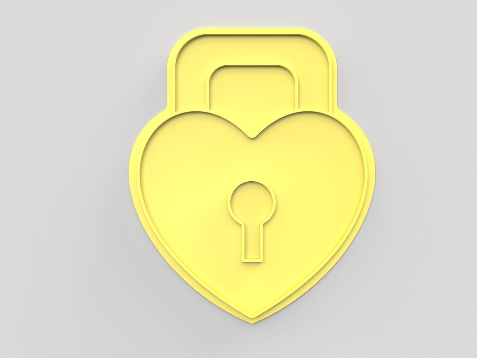 Cookie cutter and stamp - Heart lock 3D print model_5