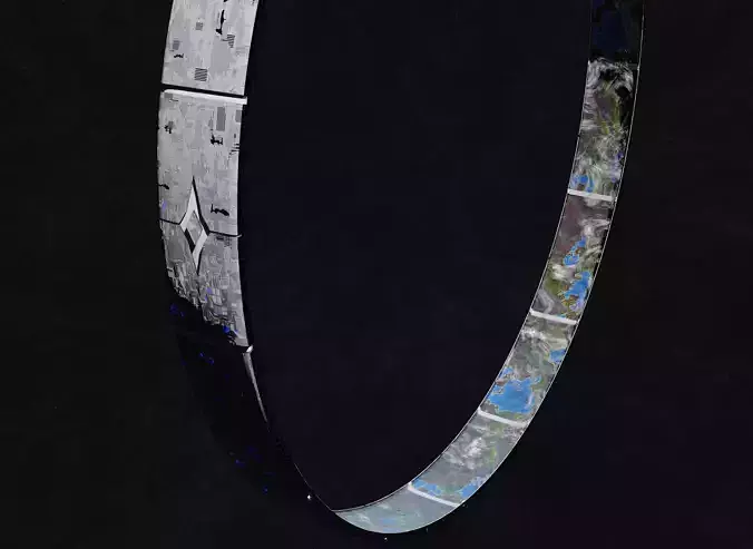 country sized space habitat ring white version Low-poly 3D model
