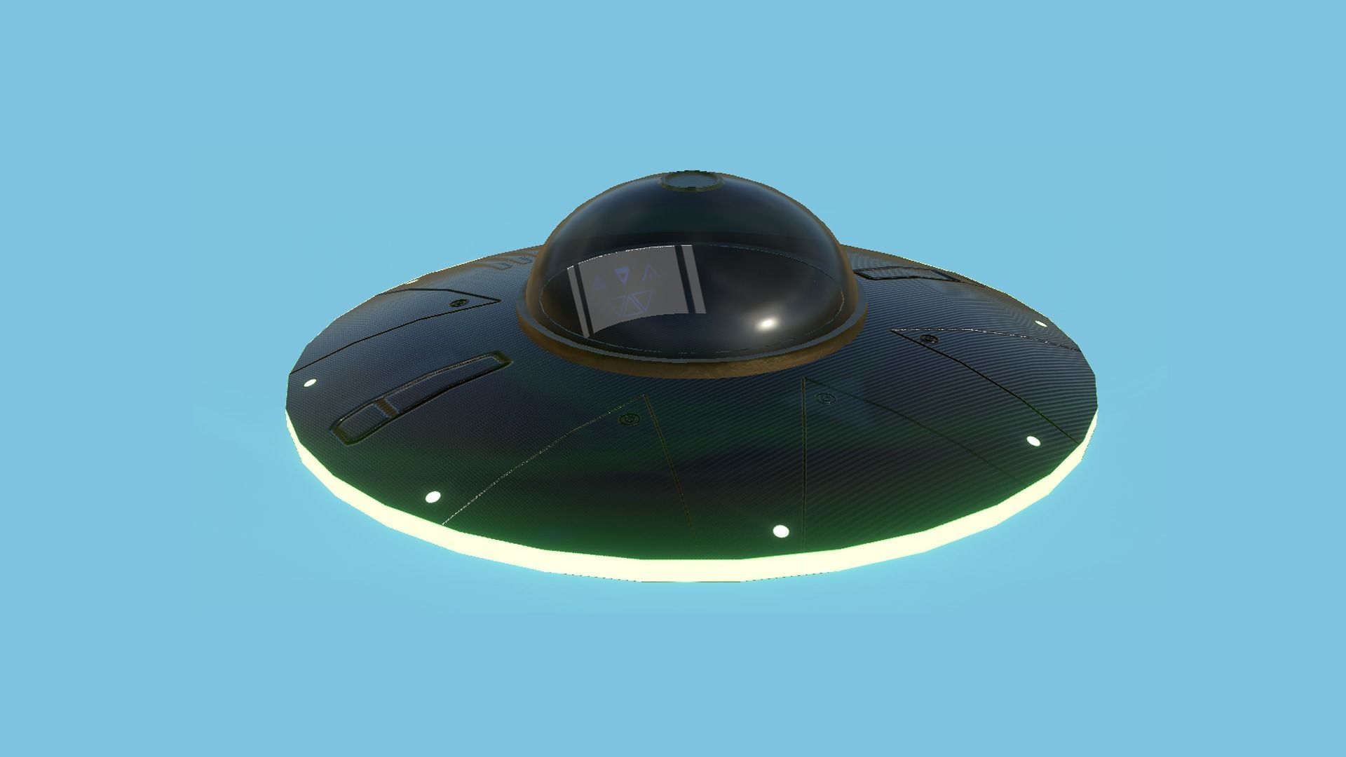 Spaceship UFO B2 - Black - Alien SciFi Vehicle Low-poly 3D model_2