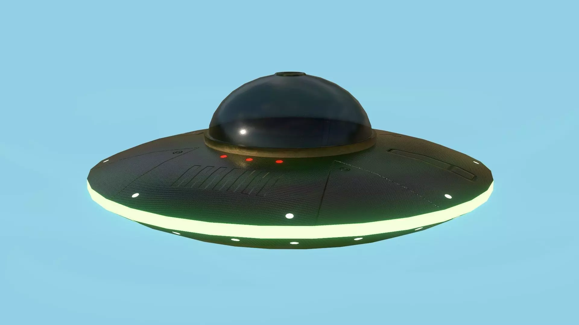 Spaceship UFO B2 - Black - Alien SciFi Vehicle Low-poly 3D model_0