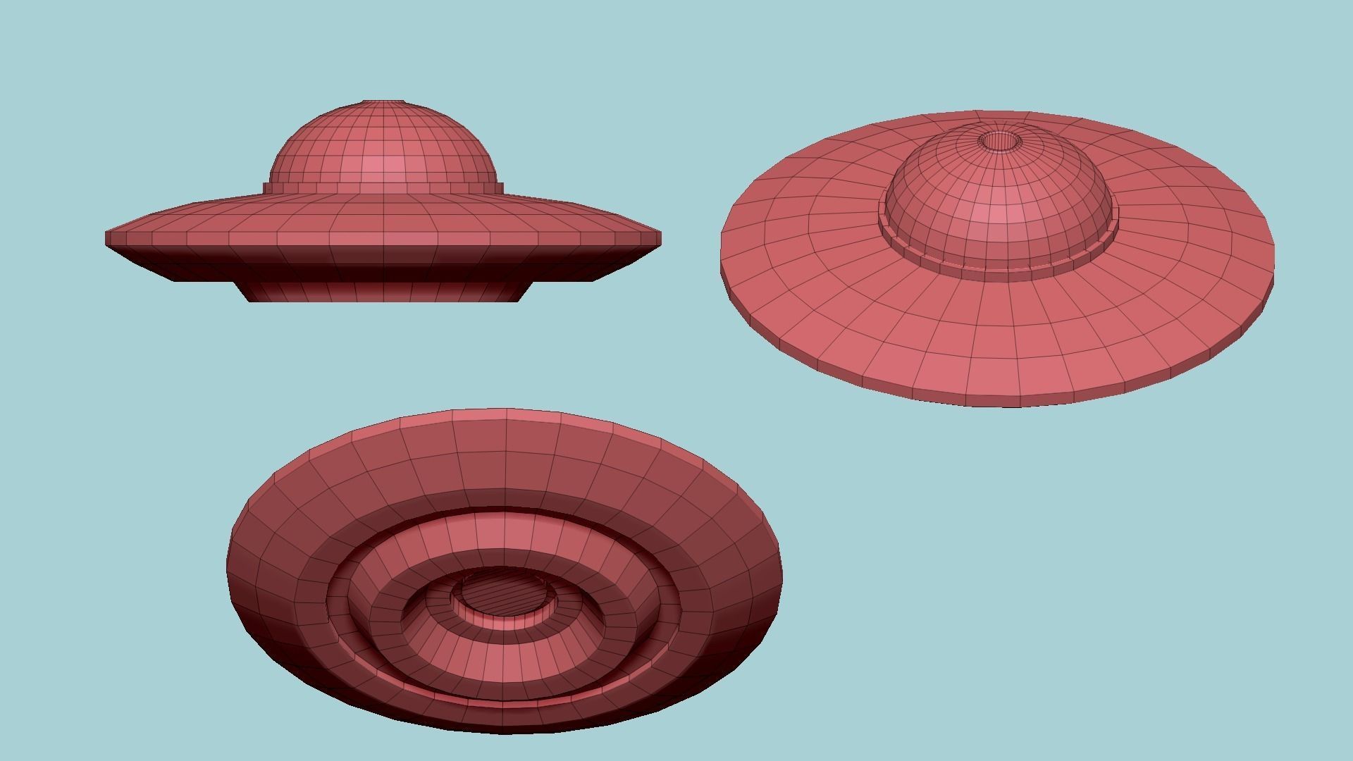 Spaceship UFO B2 - Black - Alien SciFi Vehicle Low-poly 3D model_12