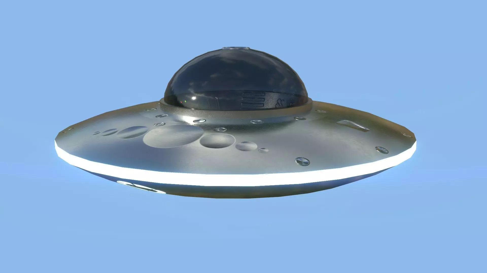 Spaceship UFO B1 - Gray - Alien SciFi Vehicle Low-poly 3D model_0