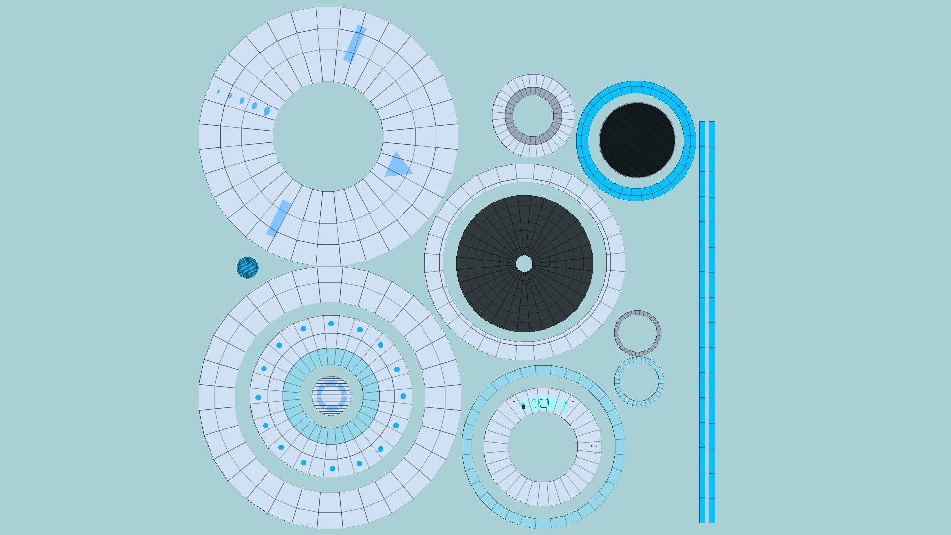 Spaceship UFO B3 - White Blue - Alien SciFi Vehicle Low-poly 3D model_6