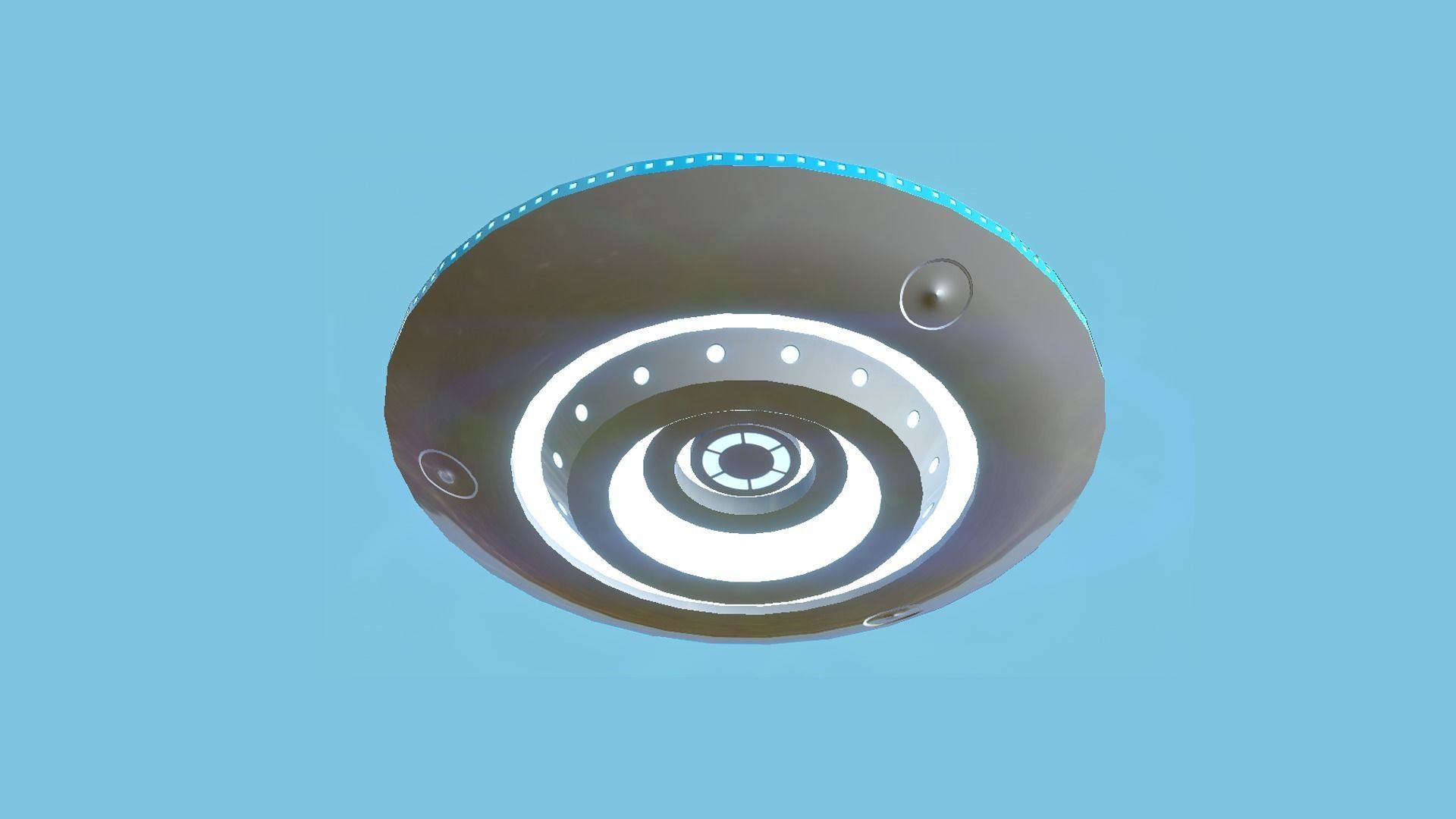 Spaceship UFO B3 - White Blue - Alien SciFi Vehicle Low-poly 3D model_3