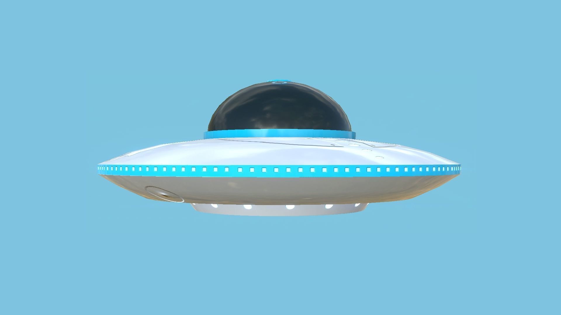 Spaceship UFO B3 - White Blue - Alien SciFi Vehicle Low-poly 3D model_4