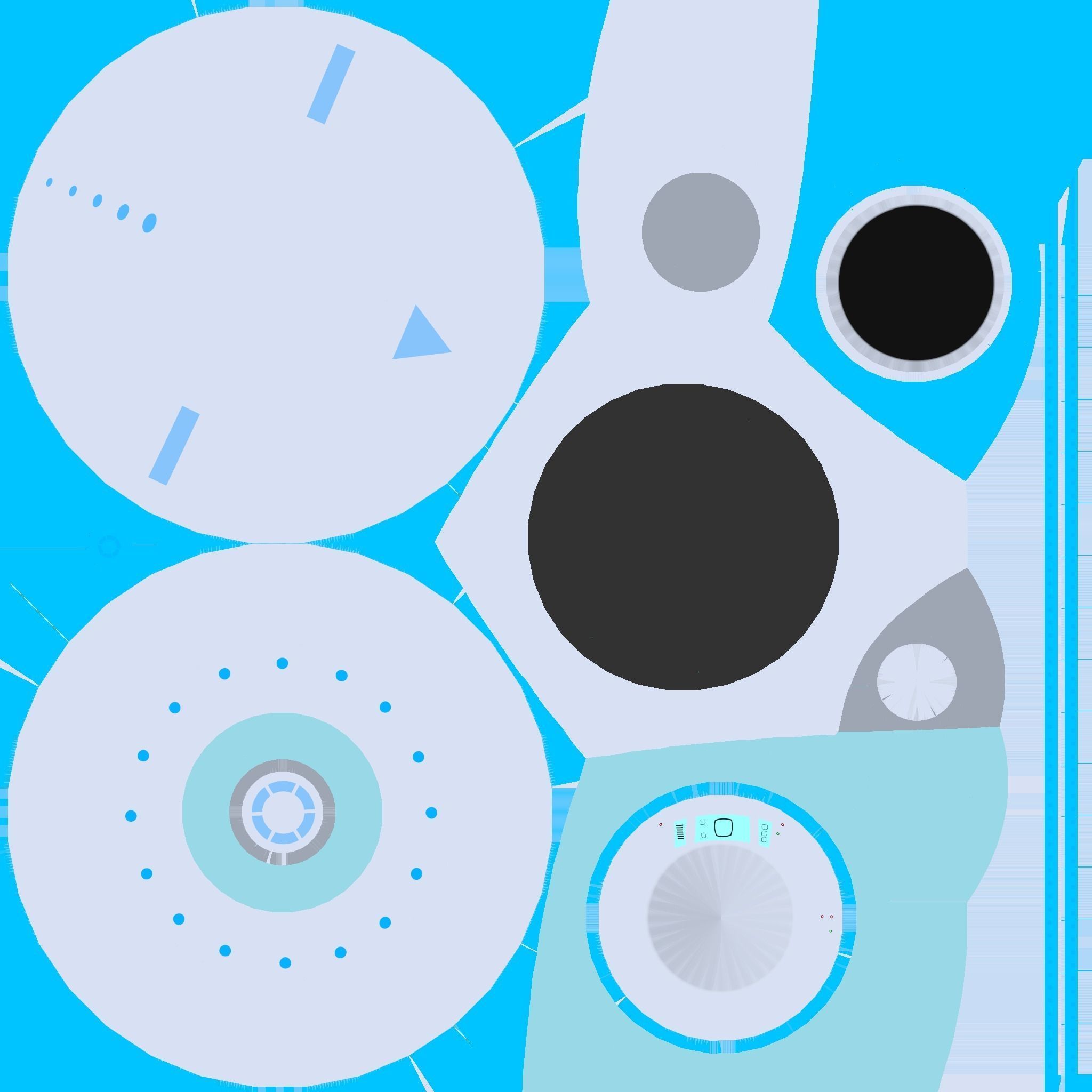 Spaceship UFO B3 - White Blue - Alien SciFi Vehicle Low-poly 3D model_15