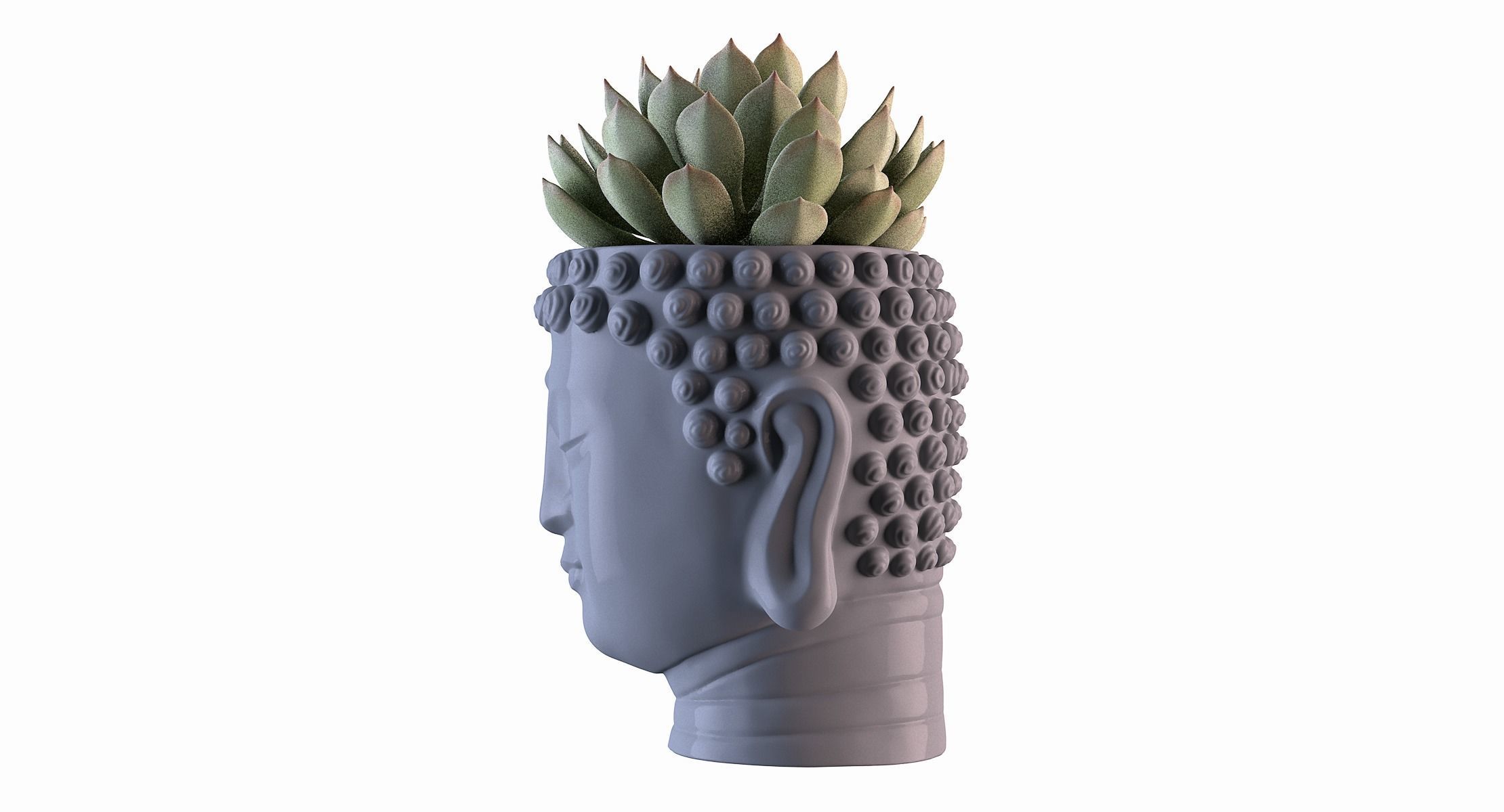 Head Buddha Vase 3D print model_3