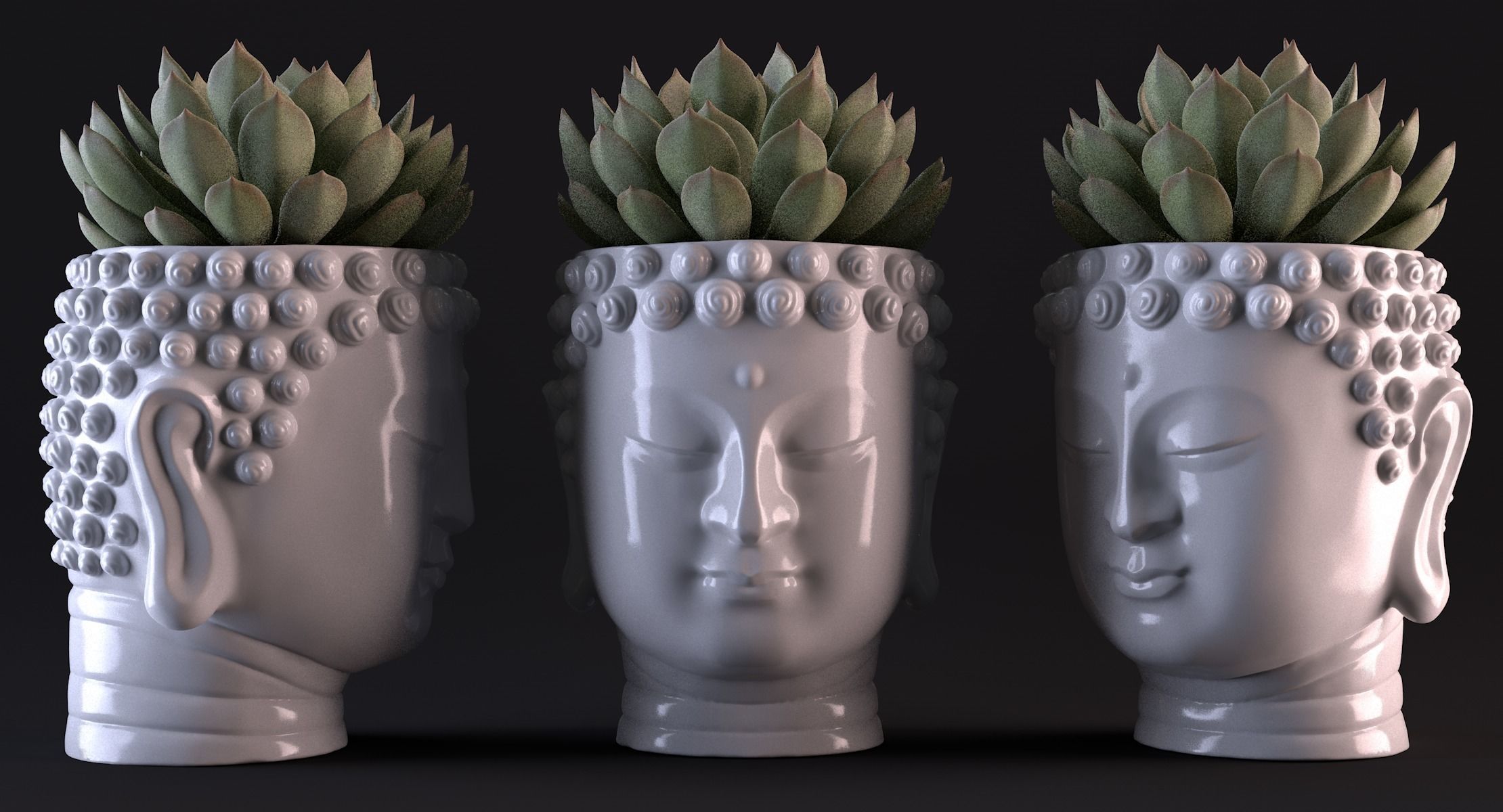 Head Buddha Vase 3D print model_9