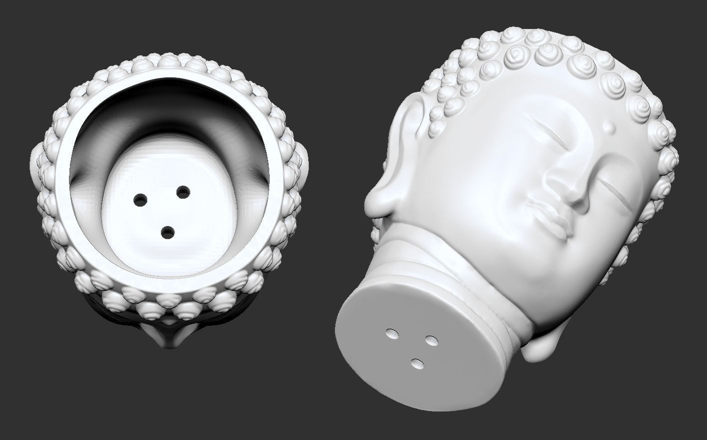 Head Buddha Vase 3D print model_11