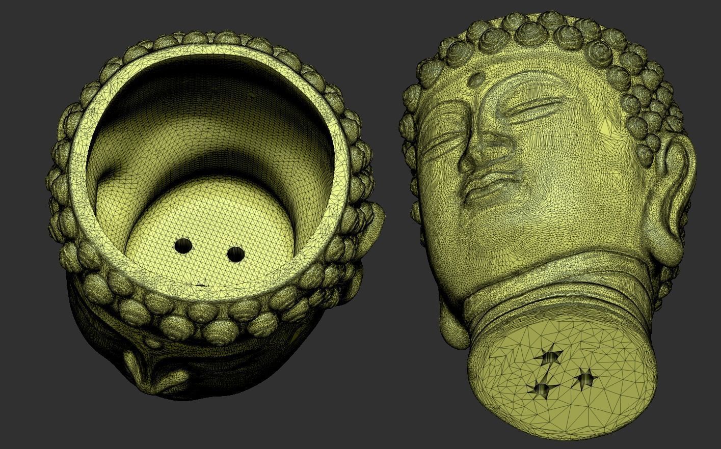 Head Buddha Vase 3D print model_15