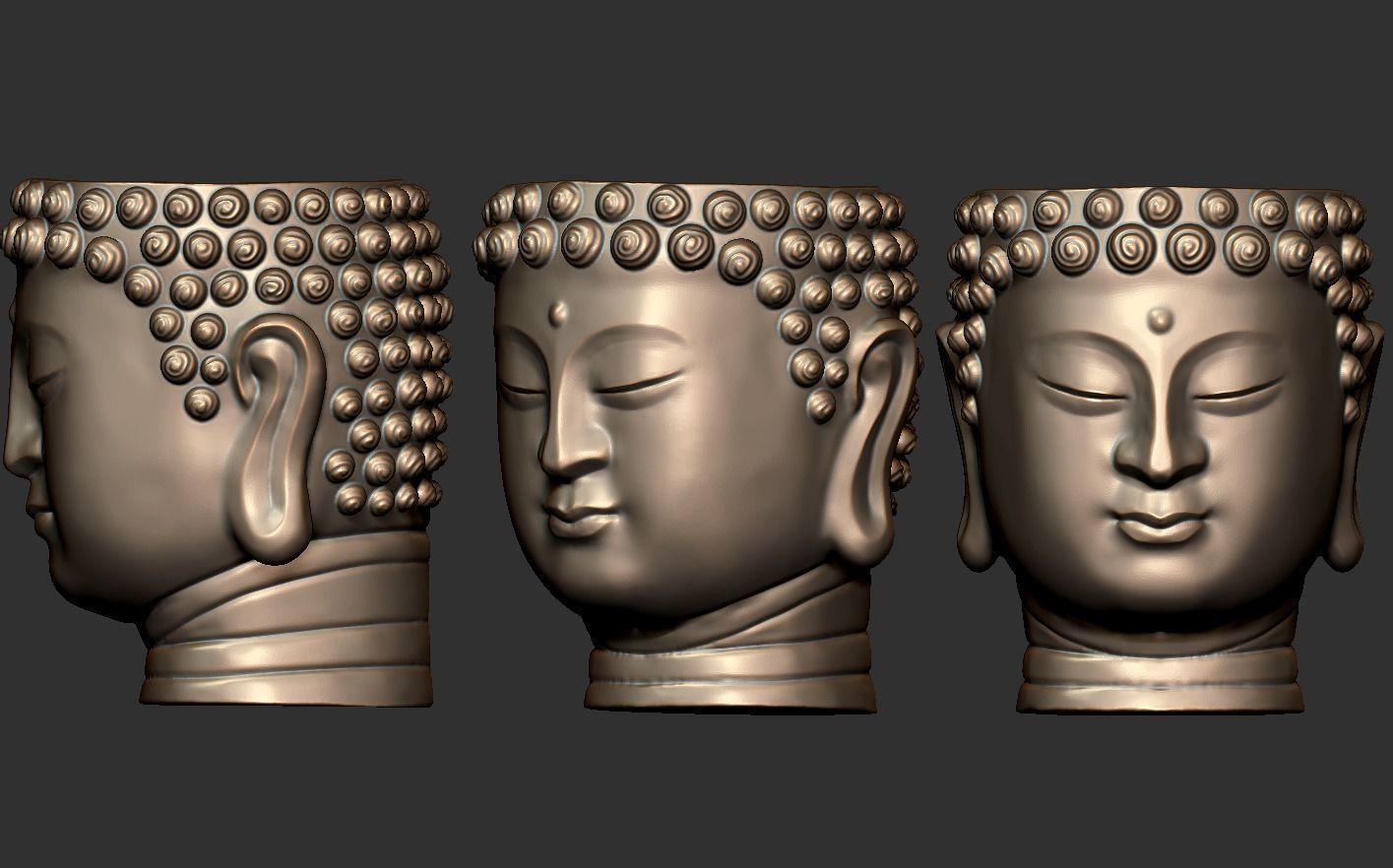 Head Buddha Vase 3D print model_13