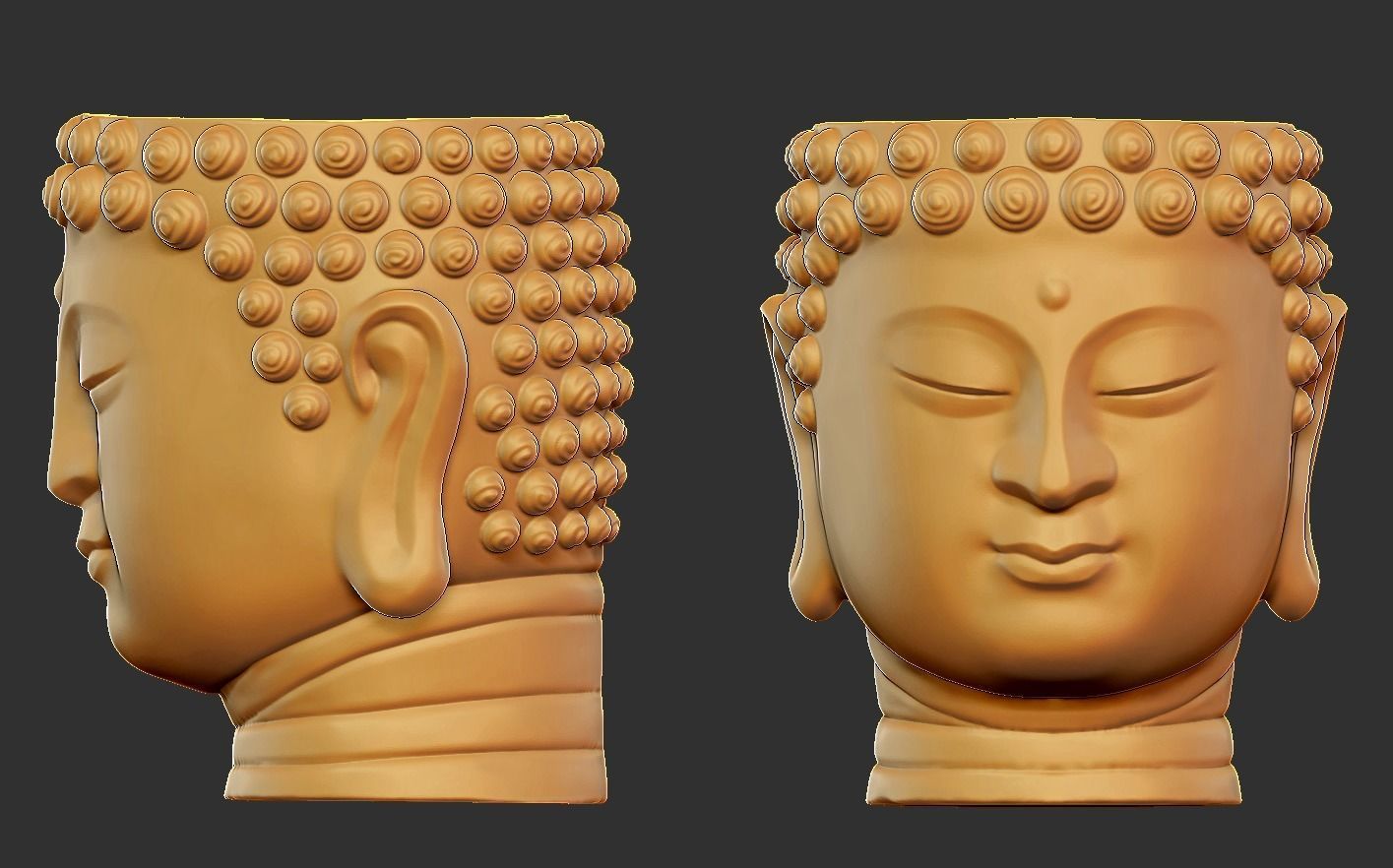 Head Buddha Vase 3D print model_10