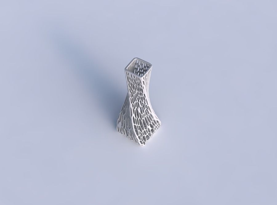 Vase twisted squeezed rectangle with organic lattice and twis... 3D print model_1