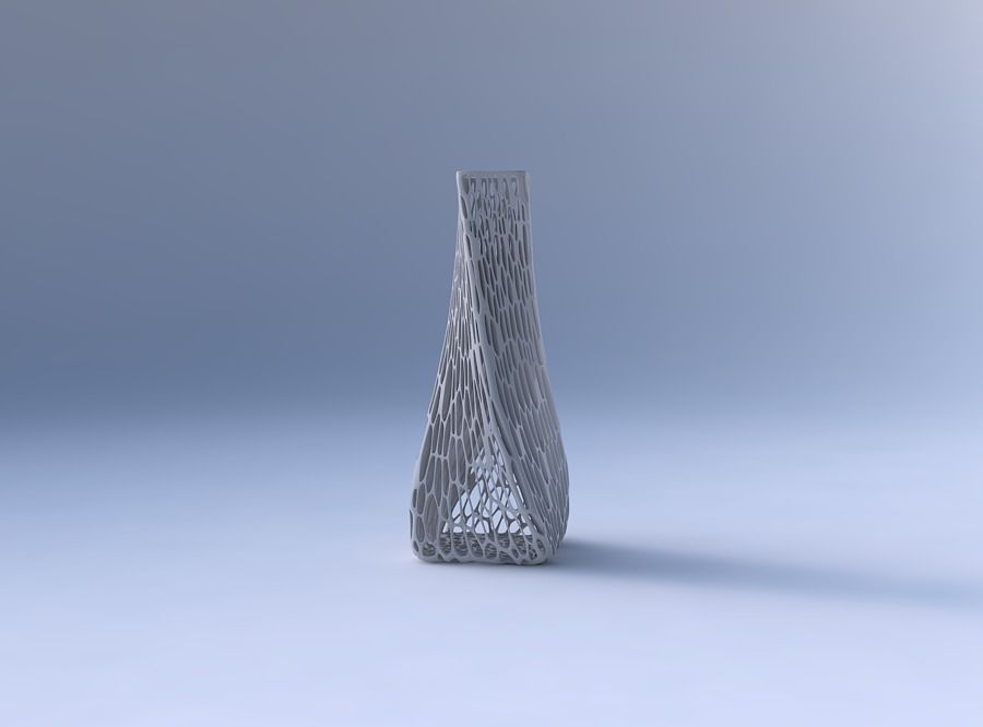 Vase twisted squeezed rectangle with organic lattice and twis... 3D print model_4