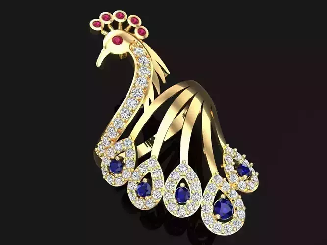 Peacock ring - Bird ring 3D print model