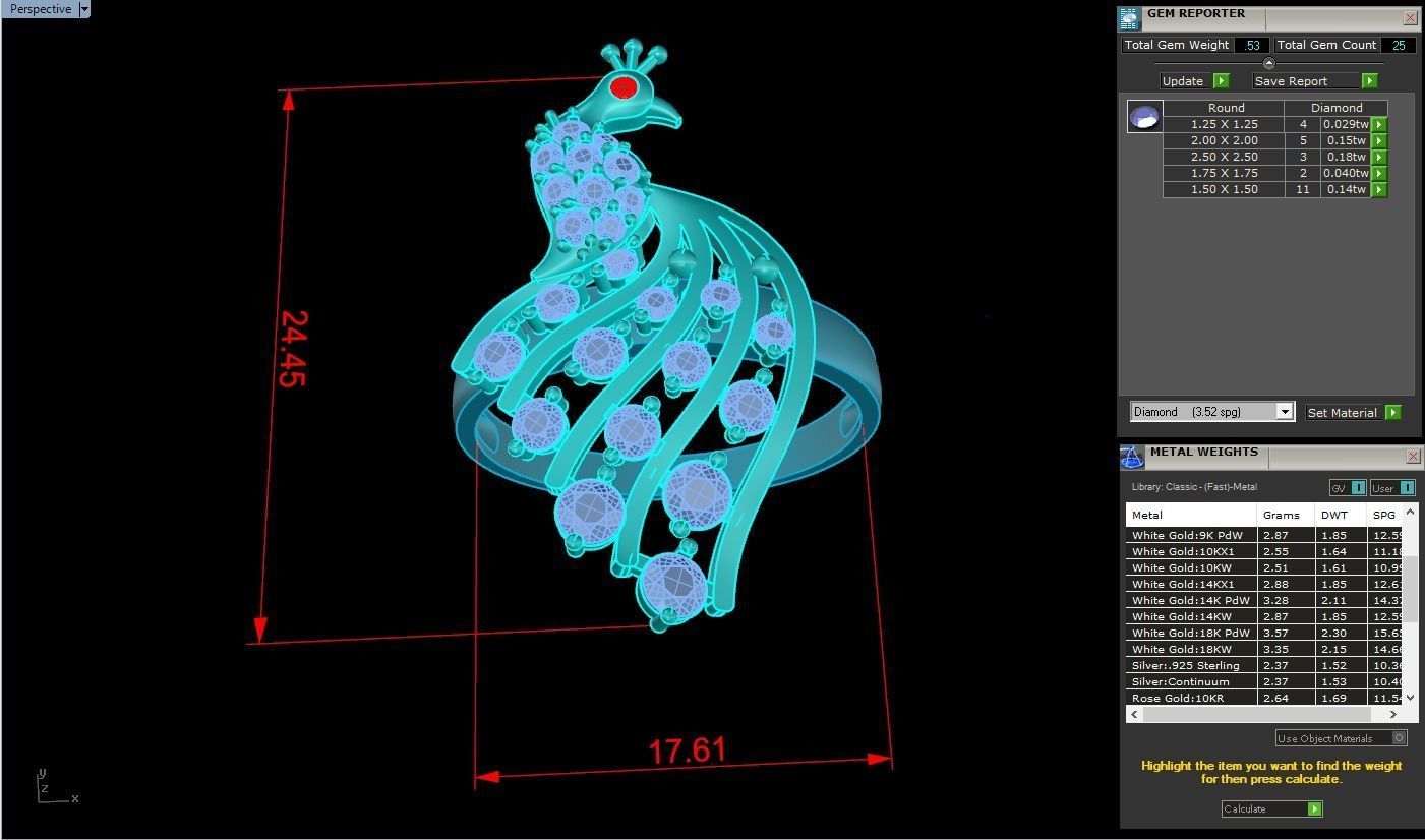 Peacock ring - Bird ring -Womens ring - N709 3D print model_7