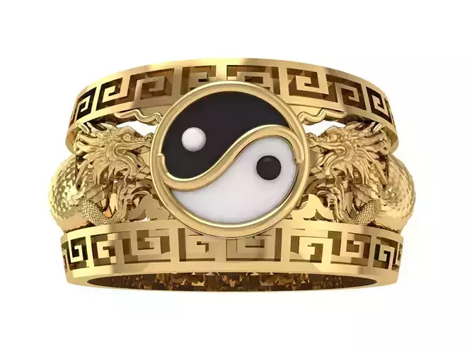 Yin Yang Dragon Ring Symbolic Jewelry Model 21 3D print model
