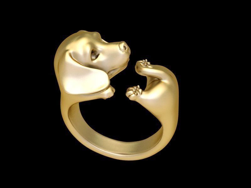 Artistic Dachshund Dog Ring 3D Jewelry Model 25 3D print model