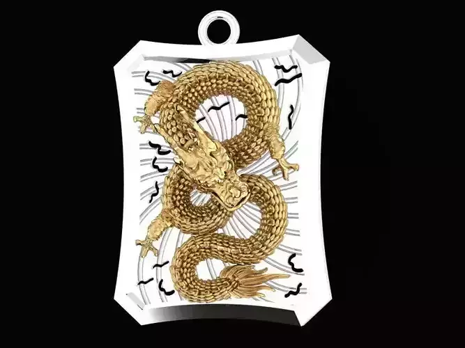 Luxury 3D Dragon Rectangular Pendant  31