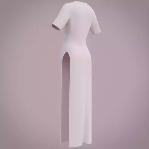 Slitted dress - Female shirt dress Low-poly 3D model